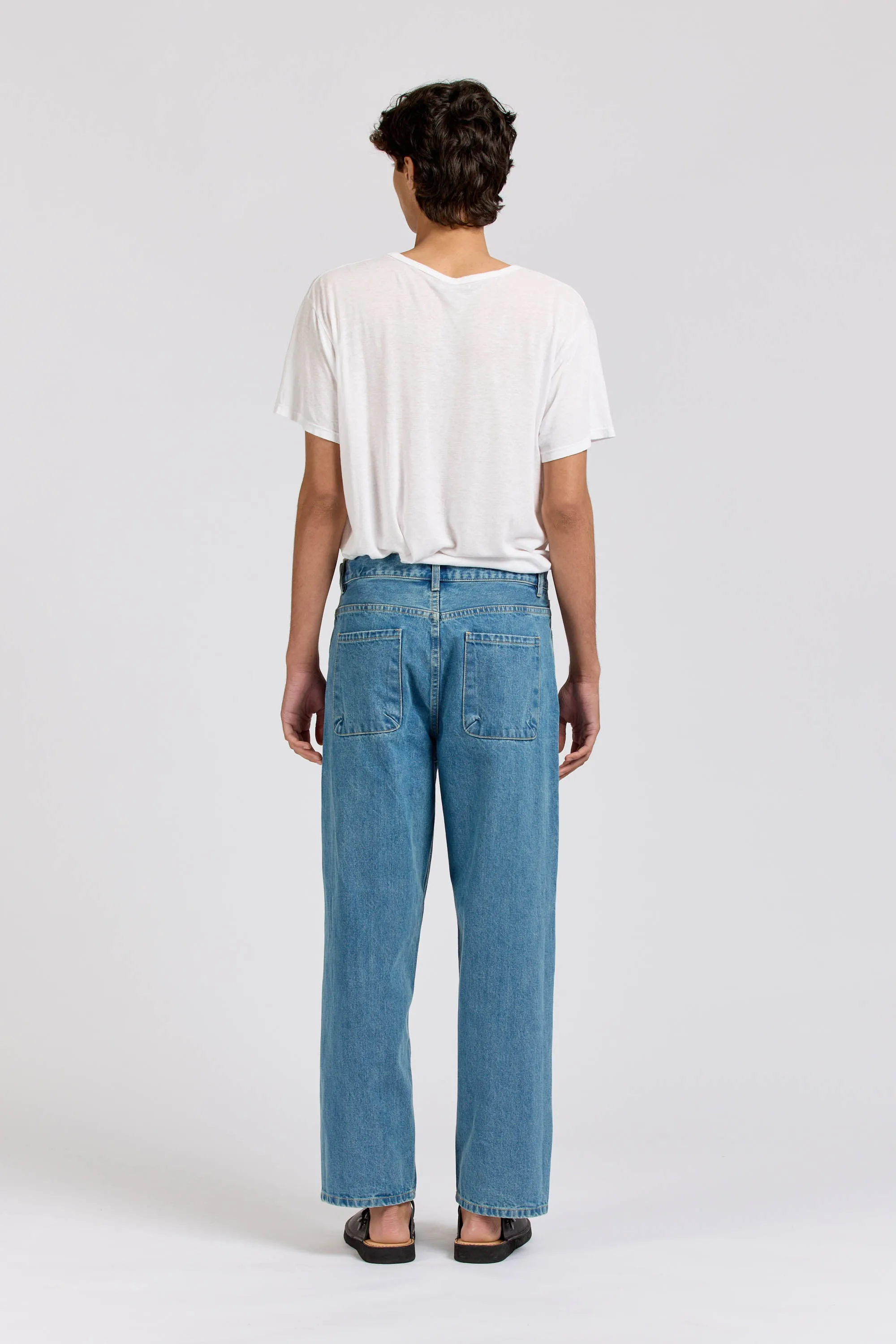 Men's Wide Leg Selvedge Jean, Stone Wash sold by Handsom product image thumbnail 5