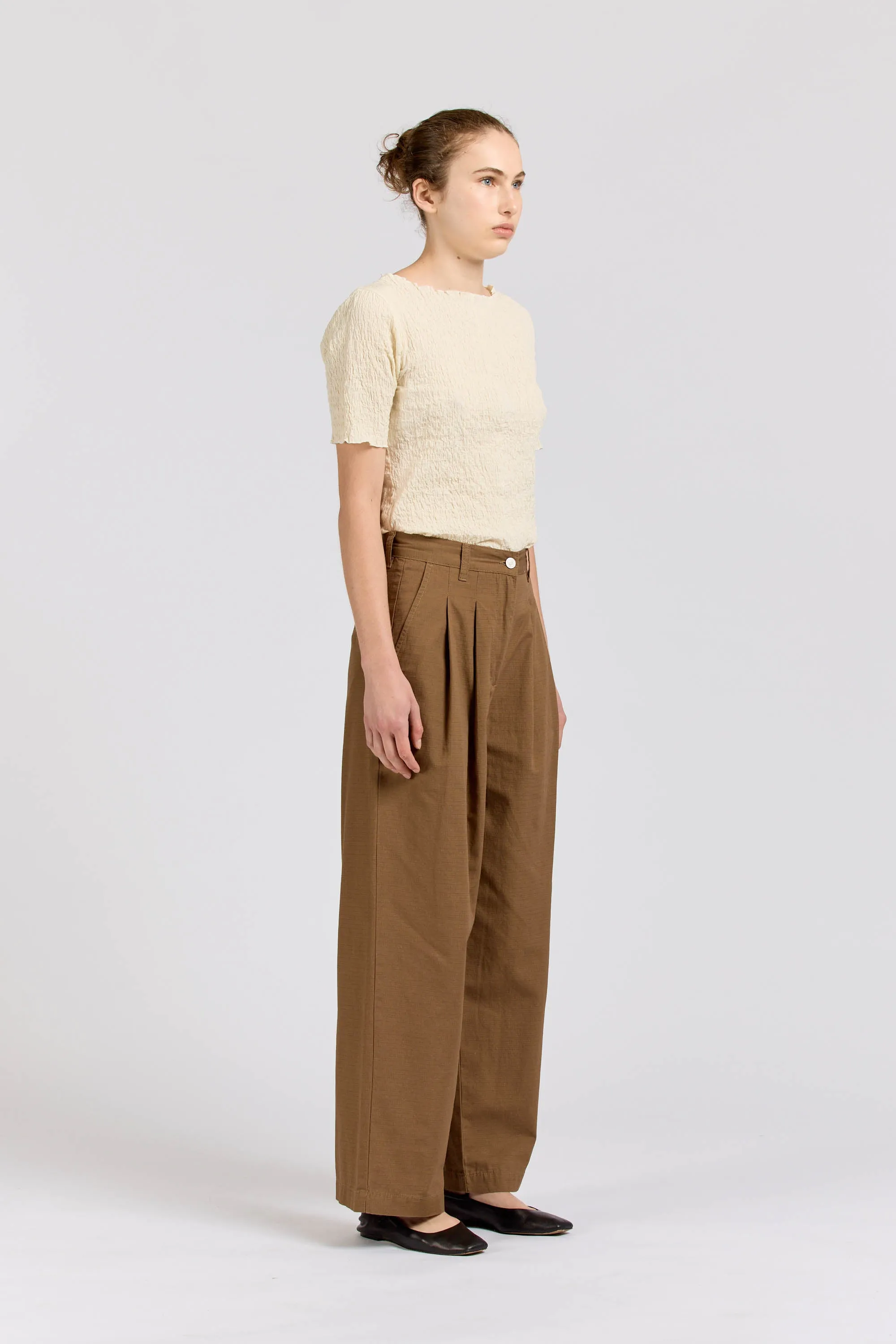 Pleat Pant, Ripstop, Walnut sold by Handsom product image thumbnail 4
