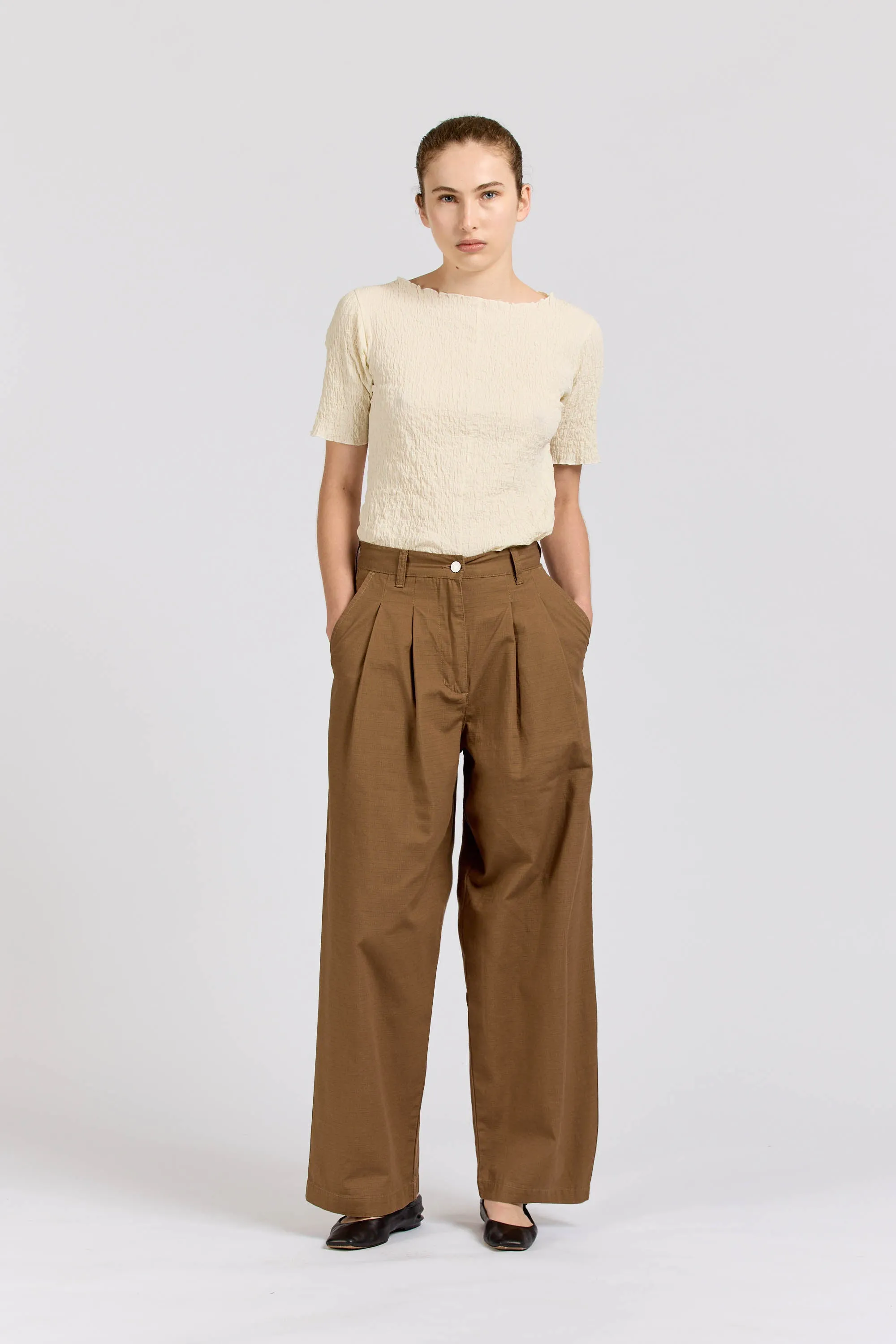 Pleat Pant, Ripstop, Walnut sold by Handsom product image thumbnail 2
