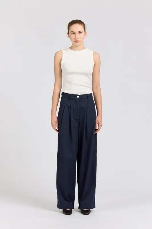 Pleat Pant, Ripstop, Midnight sold by Handsom