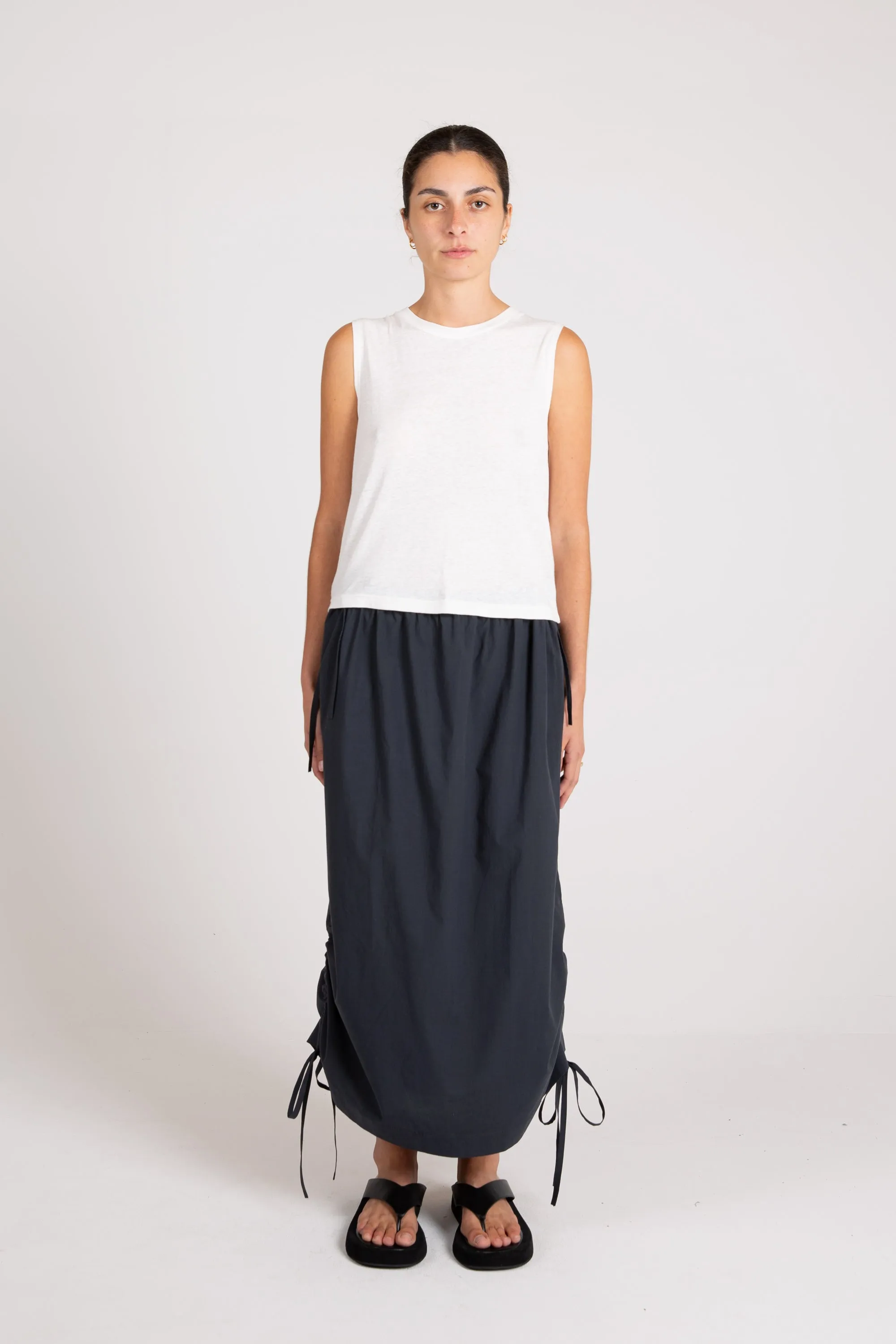 Pop Tank, Linen Jersey, White sold by Handsom