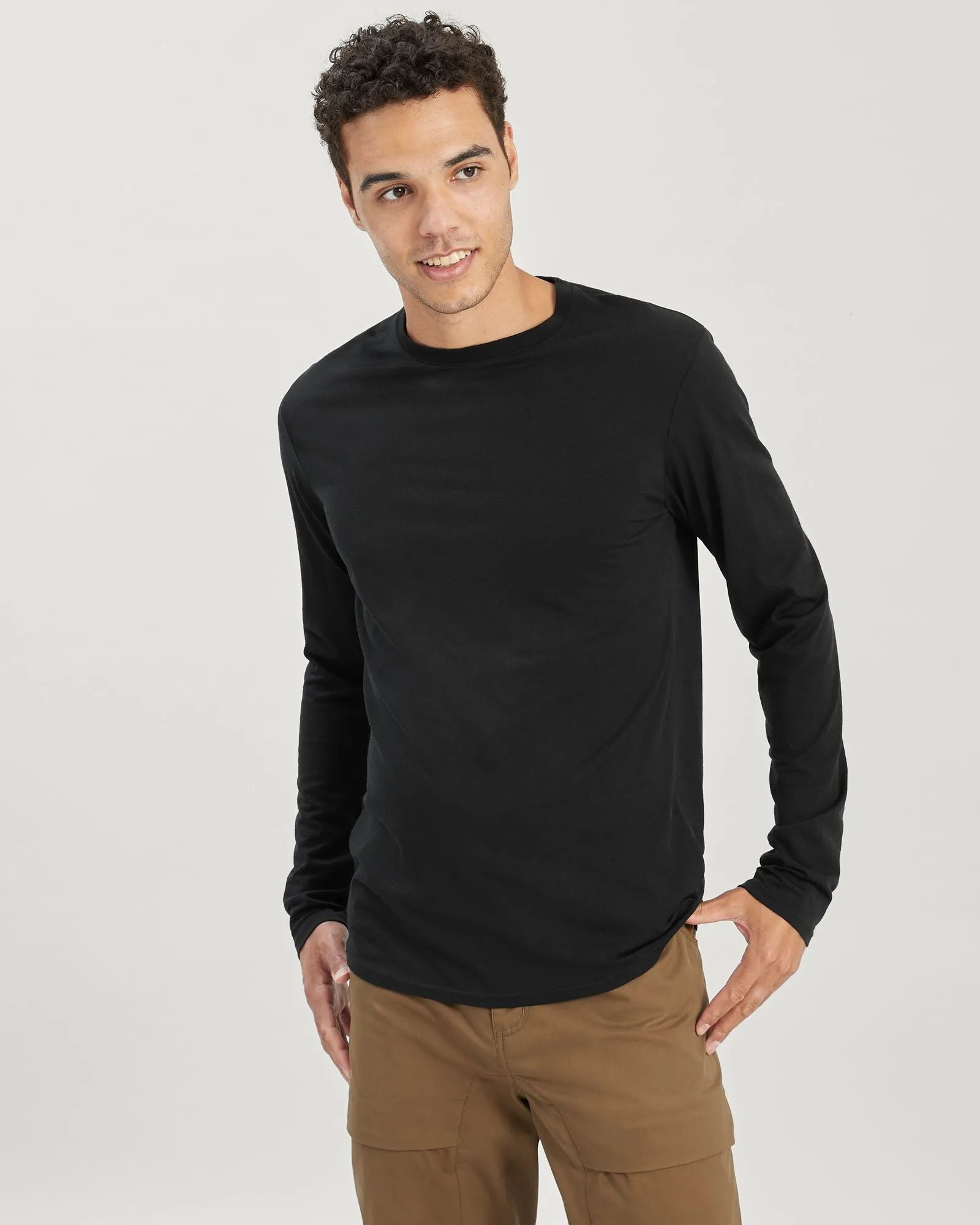 Men's 100% Merino Long Sleeve Crew Top - Black sold by Kathmandu Outdoor product image thumbnail 4