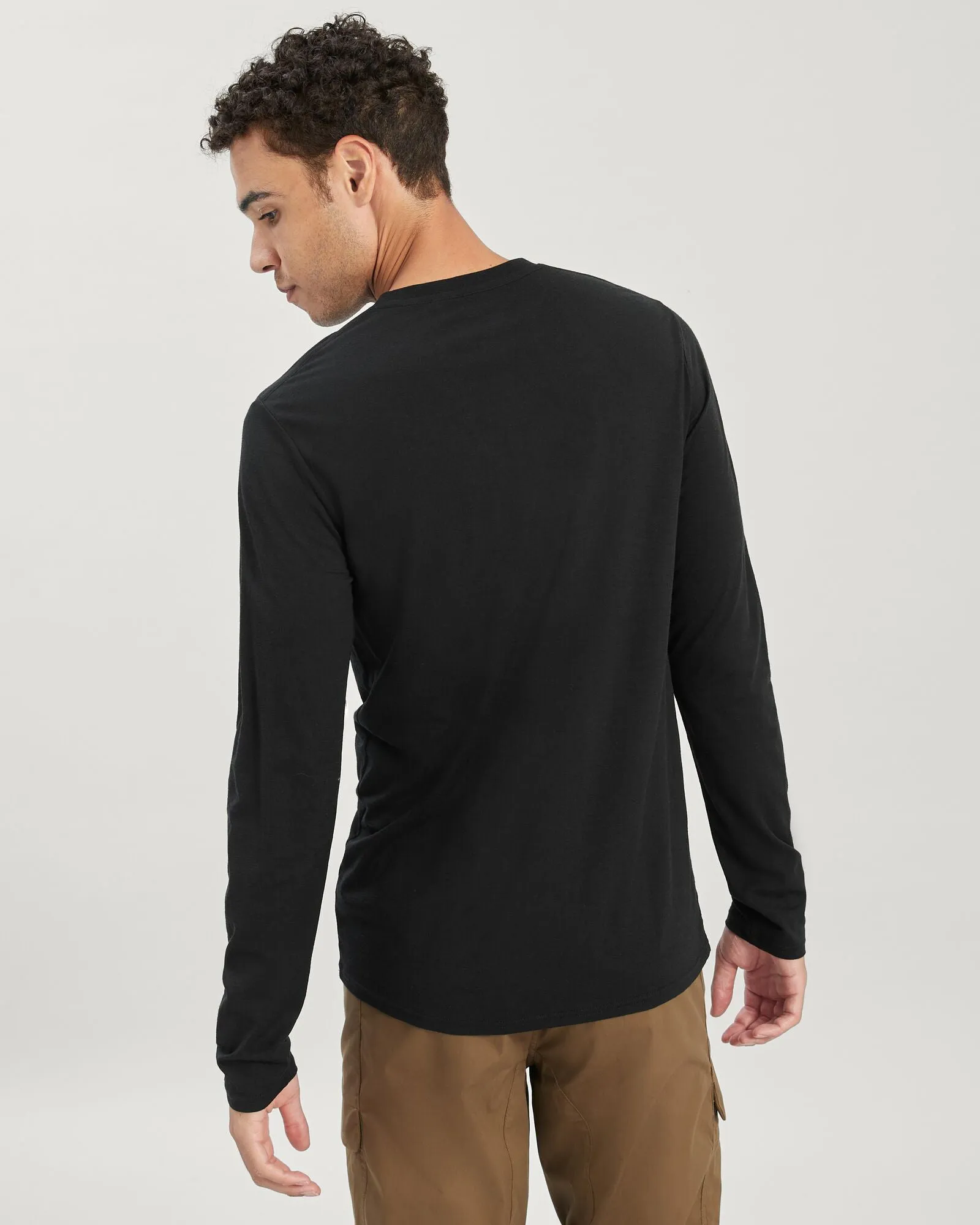 Men's 100% Merino Long Sleeve Crew Top - Black sold by Kathmandu Outdoor product image thumbnail 3