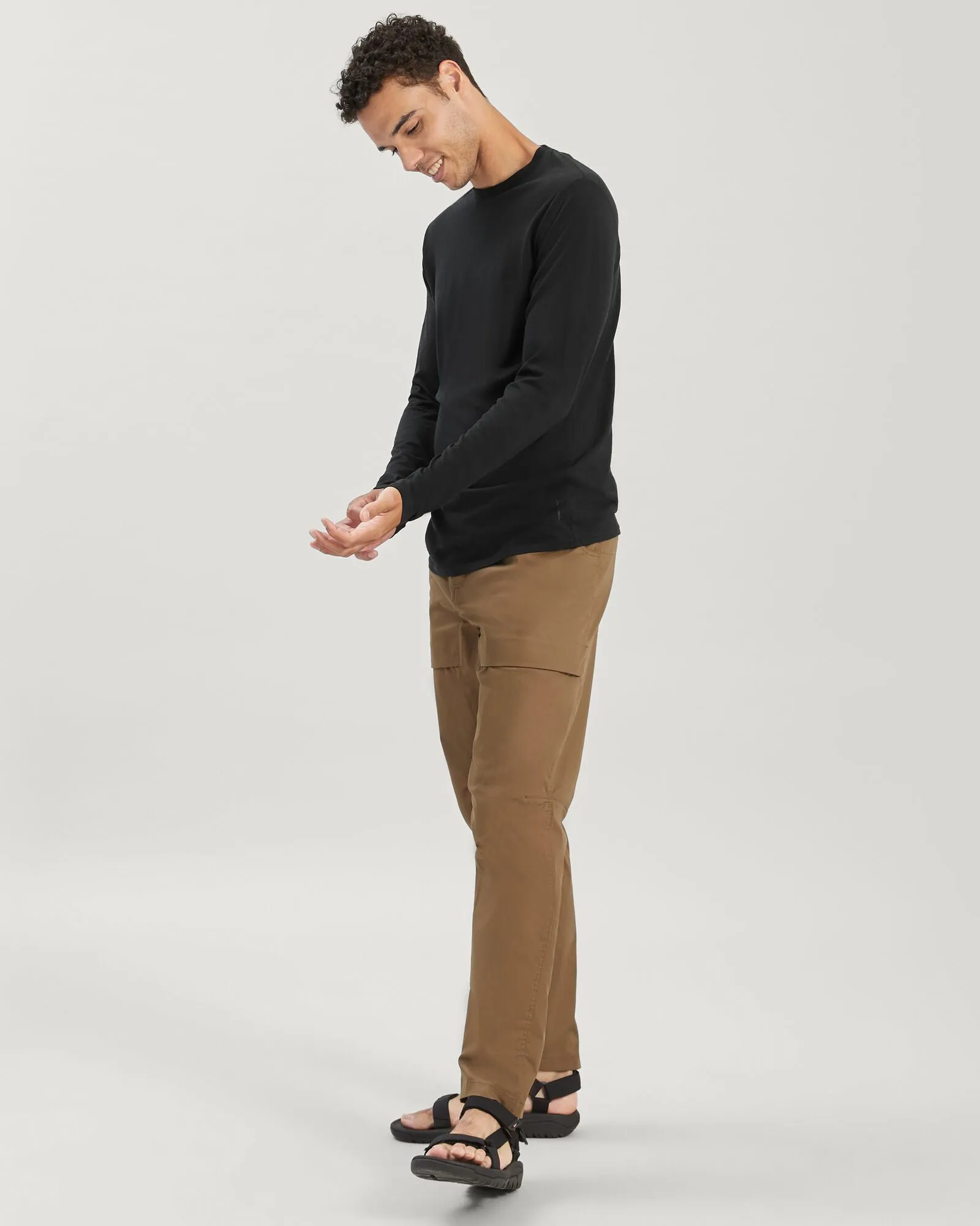 Men's 100% Merino Long Sleeve Crew Top - Black sold by Kathmandu Outdoor product image thumbnail 2