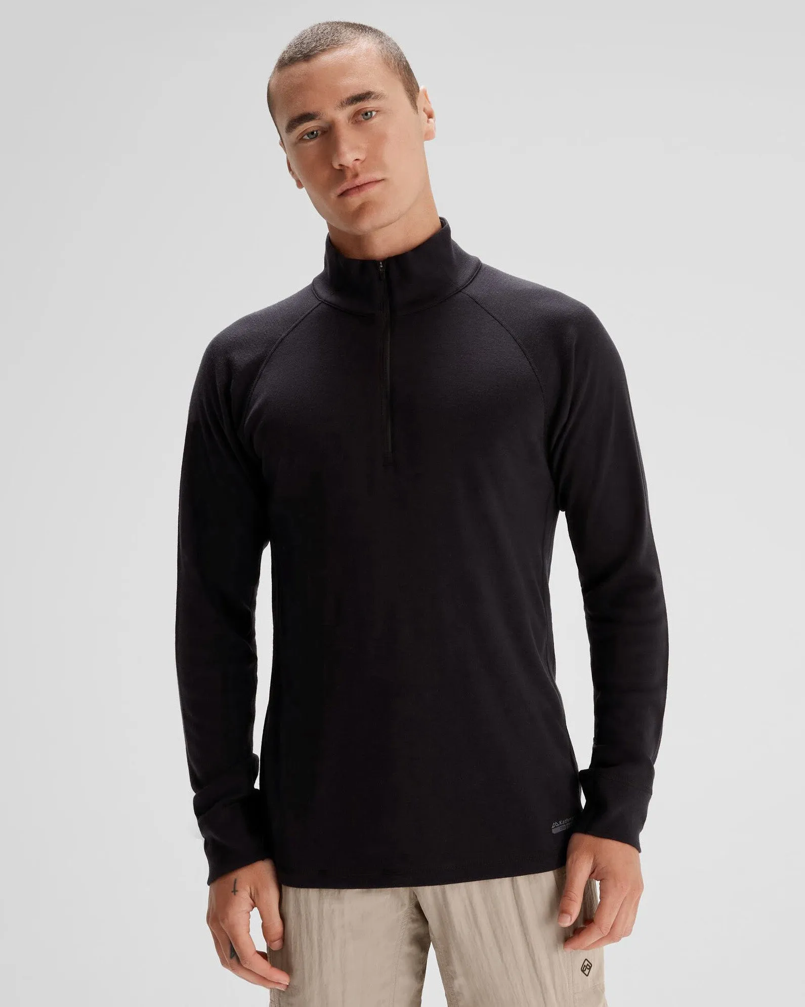 Men's K-Merino 250 Quarter Zip Long Sleeve - Black Stingray sold by Kathmandu Outdoor