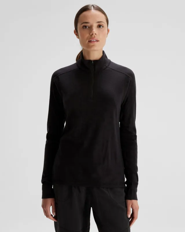 Women's K-Merino 250 Quarter Zip Top  - Black Stingray sold by Kathmandu Outdoor
