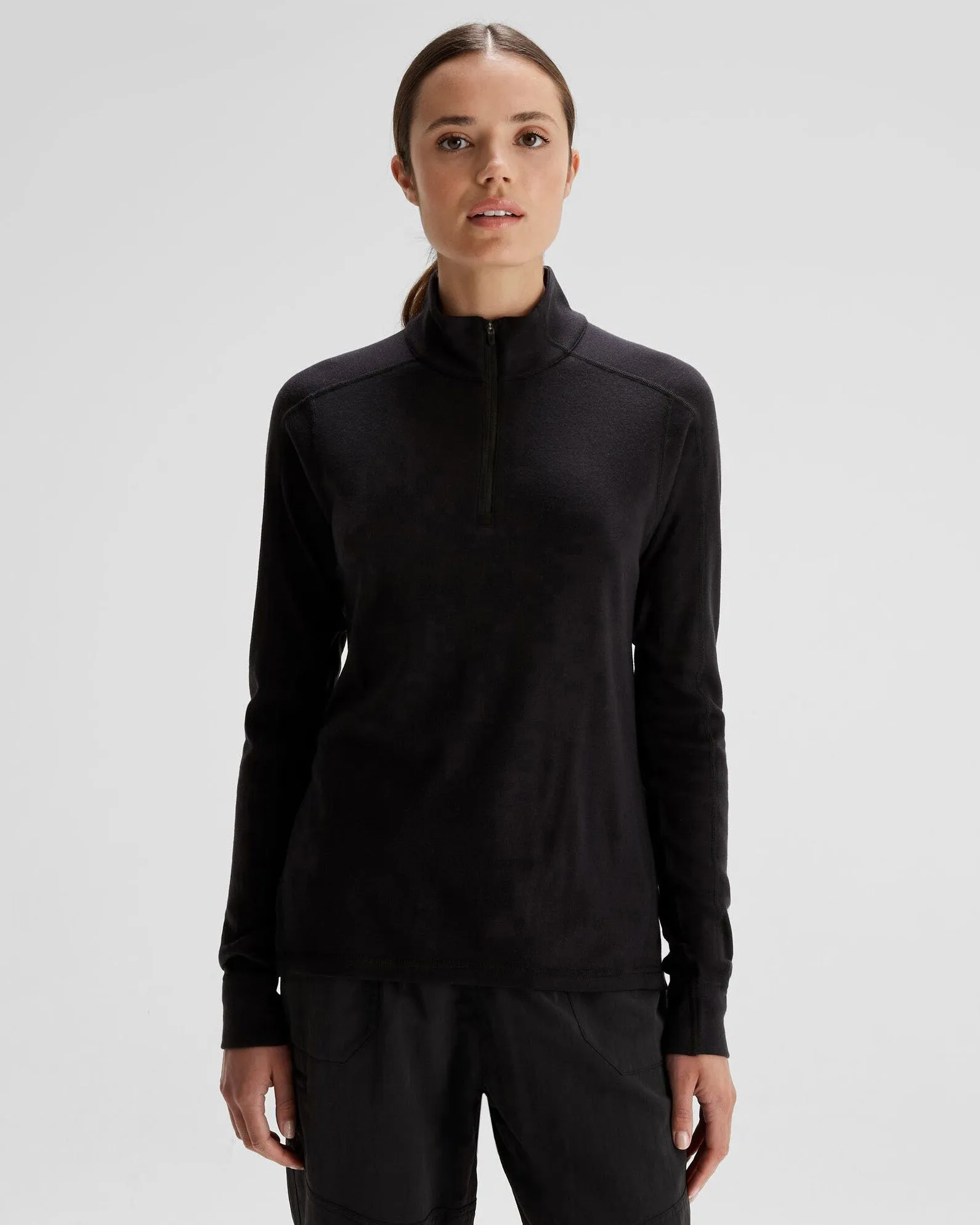 Women's K-Merino 250 Quarter Zip Top - Black Stingray sold by Kathmandu Outdoor