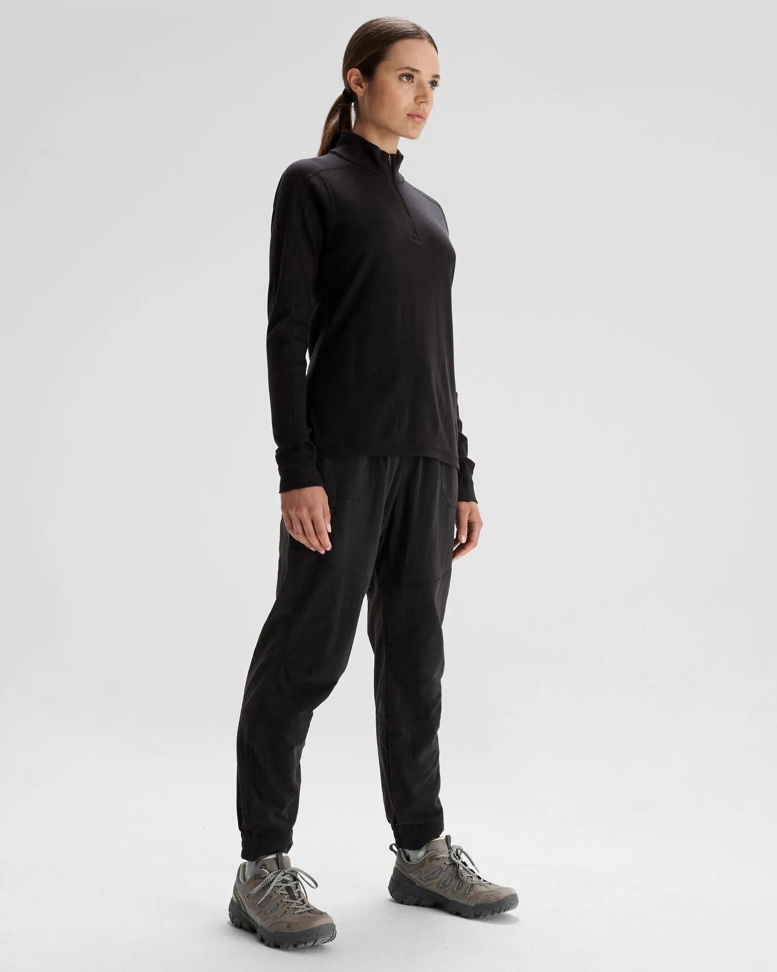 Women's K-Merino 250 Quarter Zip Top - Black Stingray sold by Kathmandu Outdoor product image thumbnail 2