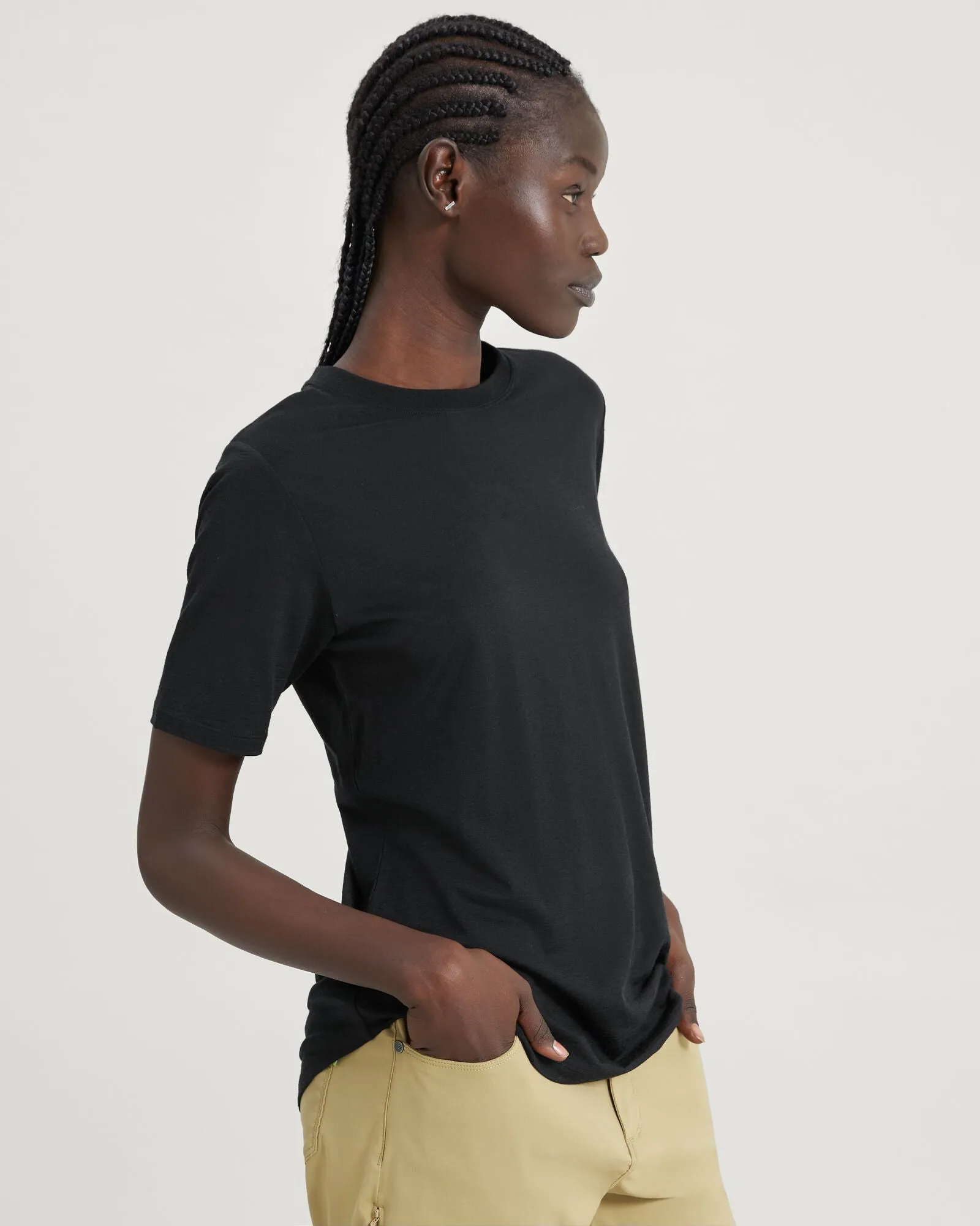 Women's 100% Merino Short Sleeve Crew Top - Black sold by Kathmandu Outdoor product image thumbnail 4