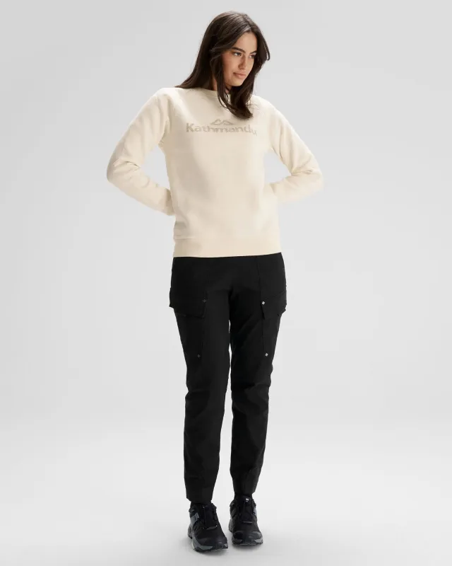 Women's Kathmandu Logo Crew Sweater - Natural sold by Kathmandu Outdoor