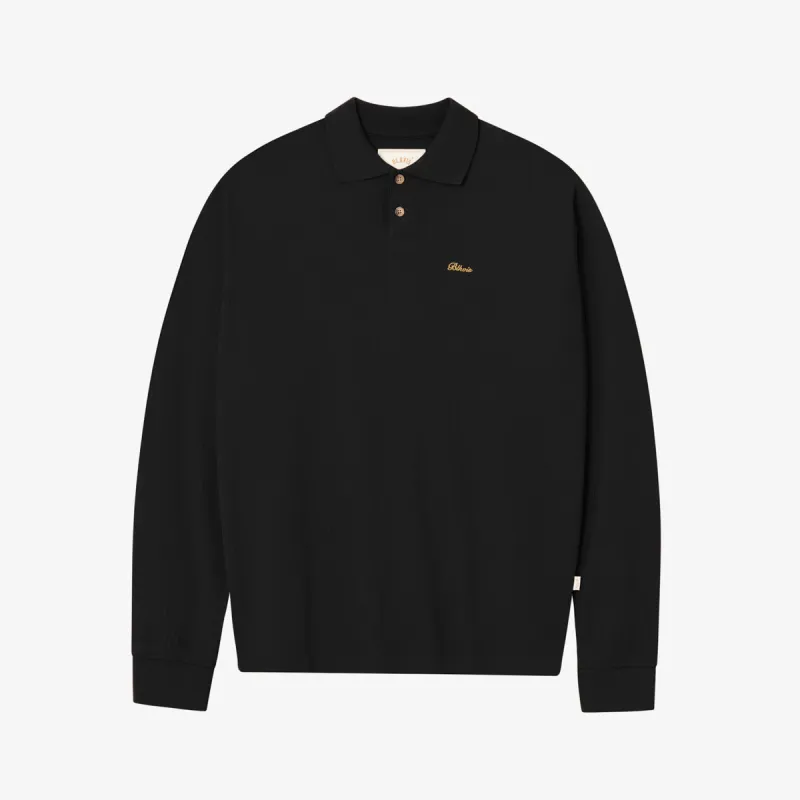 BLKVIS SCRIPT POINTELLE LONGSLEEVE POLO - BLACK made by BLKVIS
