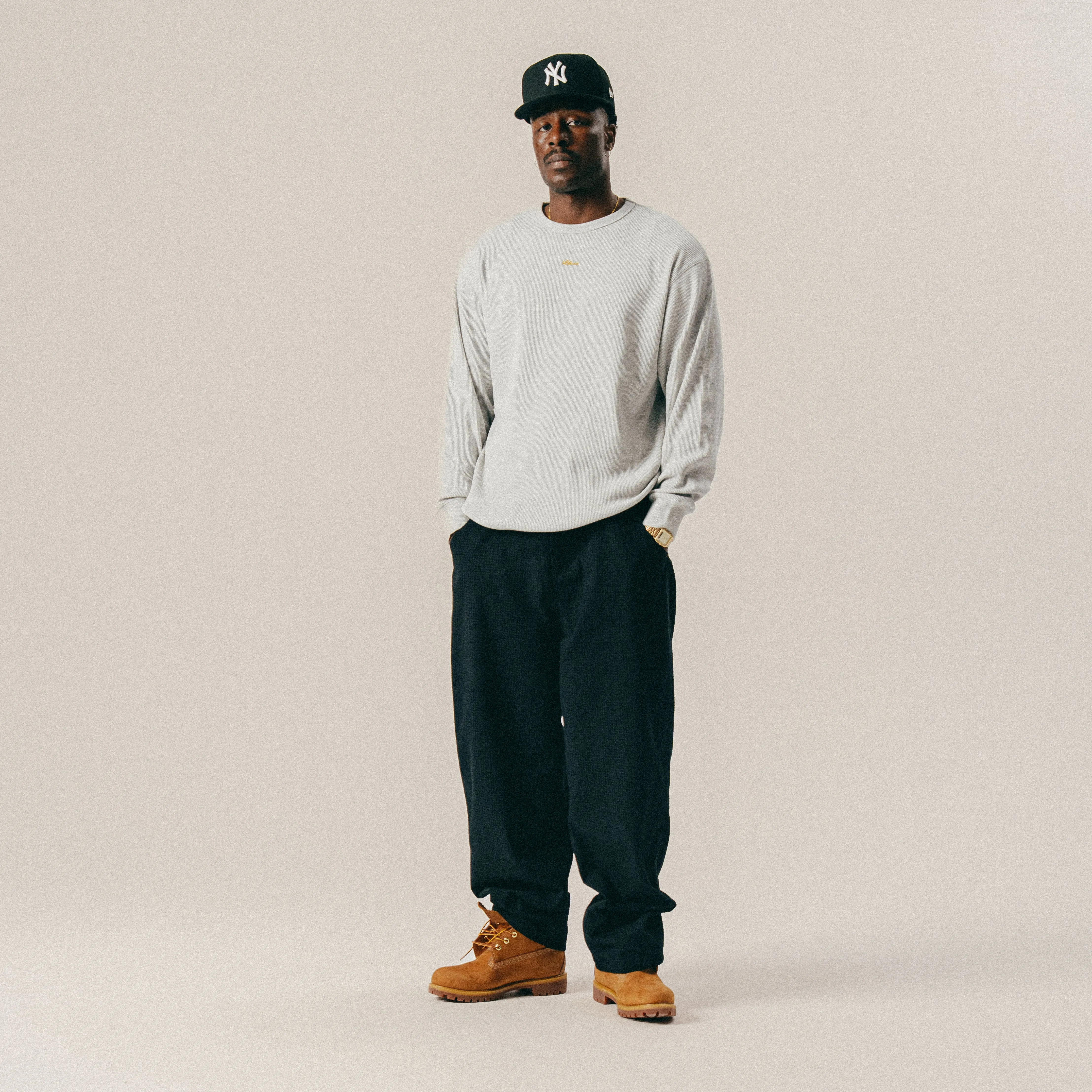 BLKVIS SCRIPT WAFFLE LONGSLEEVE - MID GREY HEATHER sold by BLKVIS product image thumbnail 3