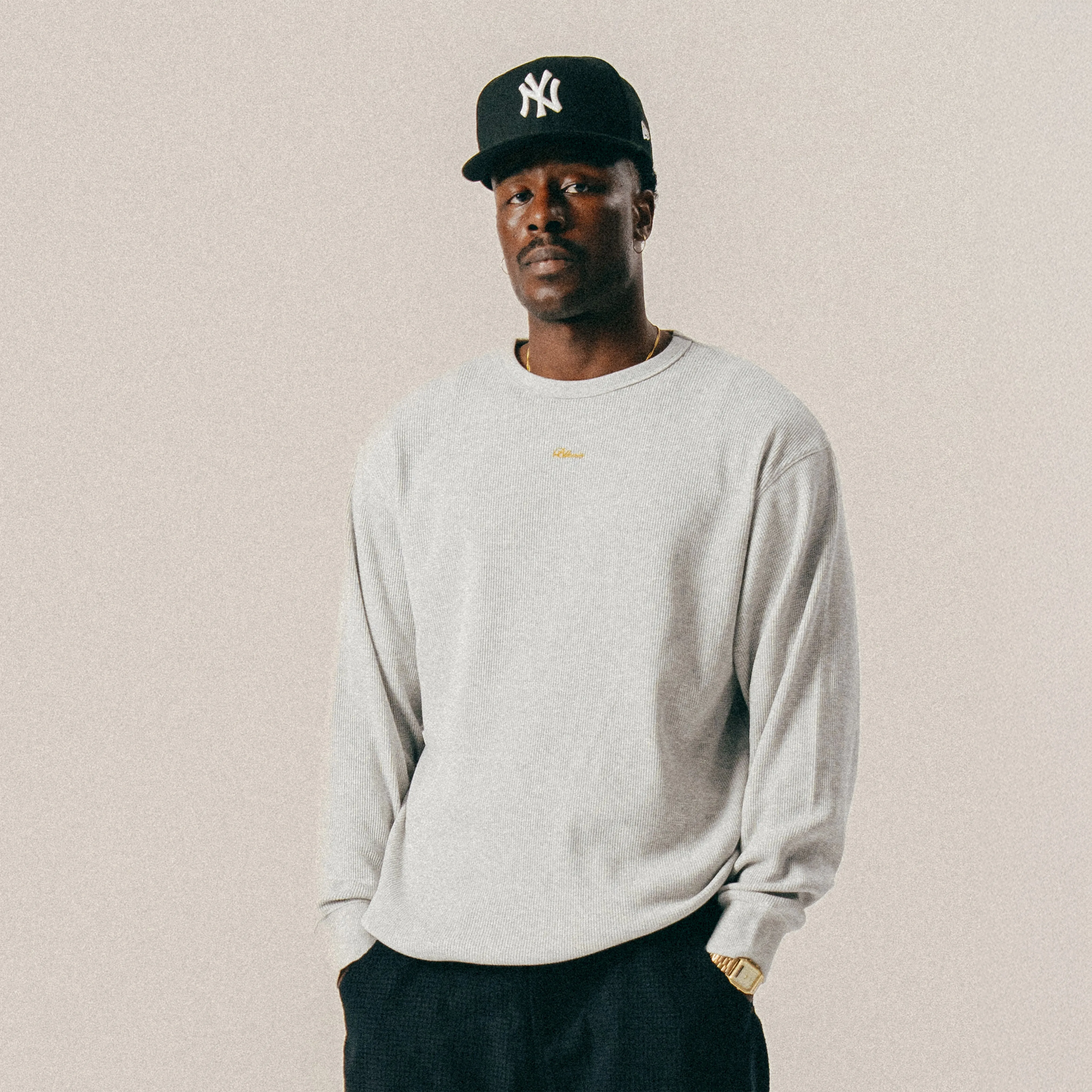 BLKVIS SCRIPT WAFFLE LONGSLEEVE - MID GREY HEATHER sold by BLKVIS product image thumbnail 2