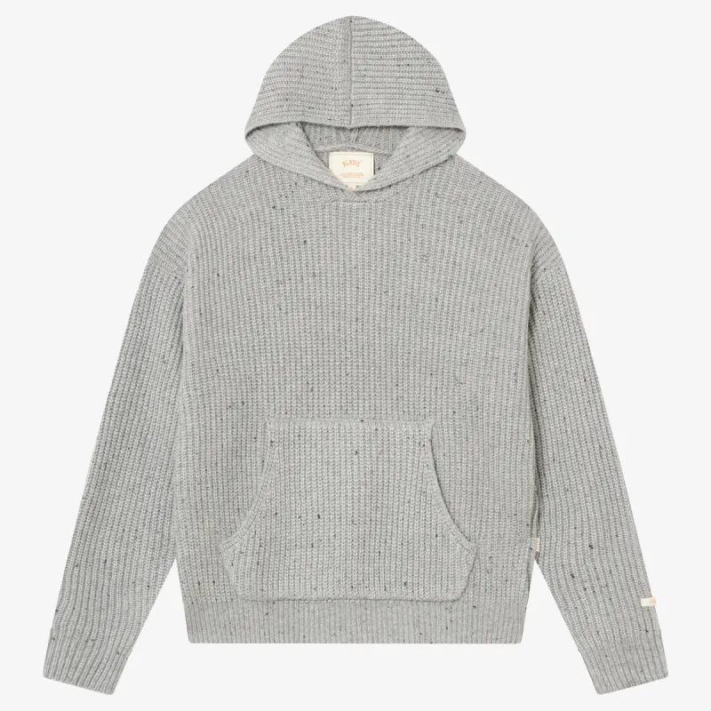 BLKVIS SCRIPT HEAVY KNIT HOODY - MID GREY HEATHER sold by BLKVIS