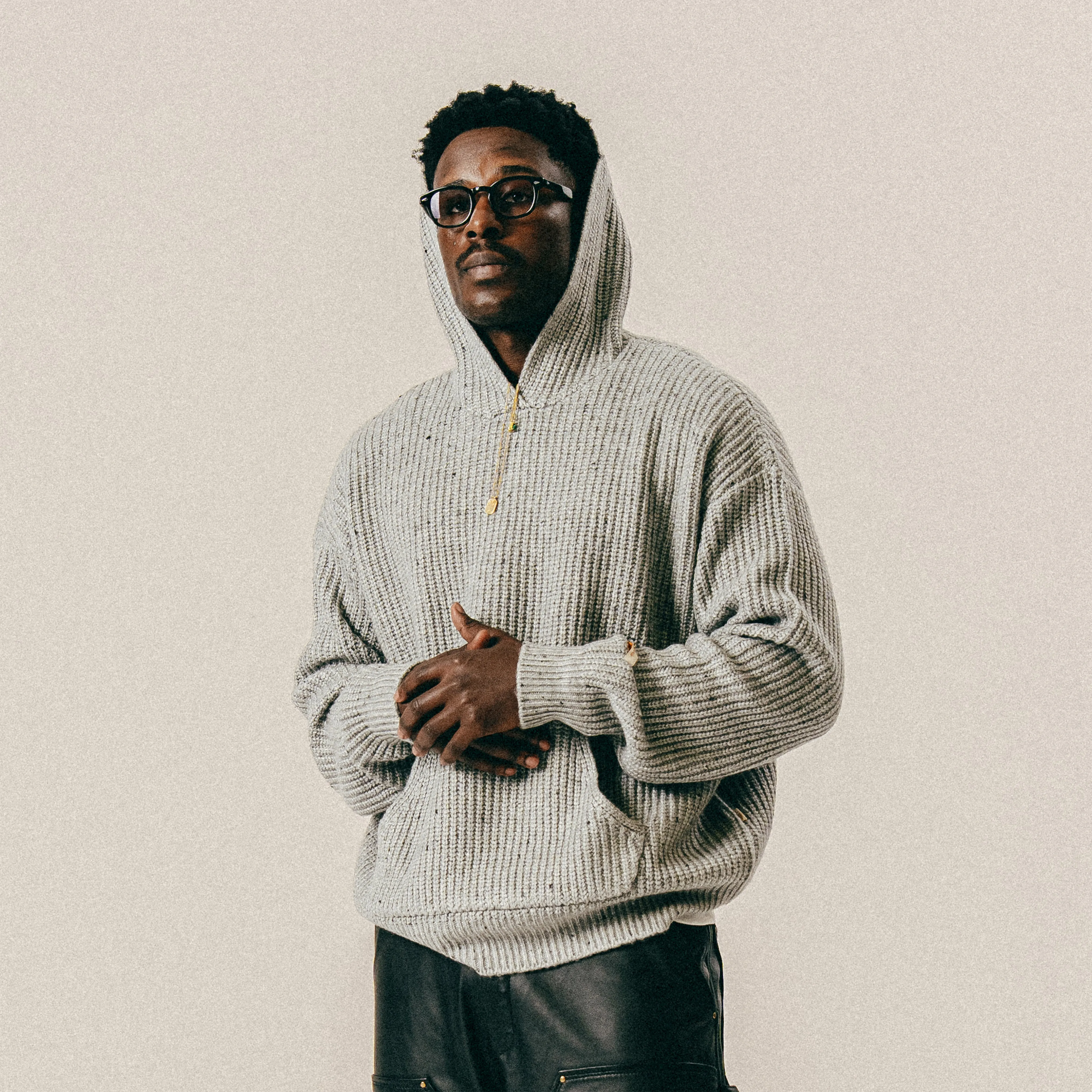 BLKVIS SCRIPT HEAVY KNIT HOODY - MID GREY HEATHER sold by BLKVIS product image thumbnail 2