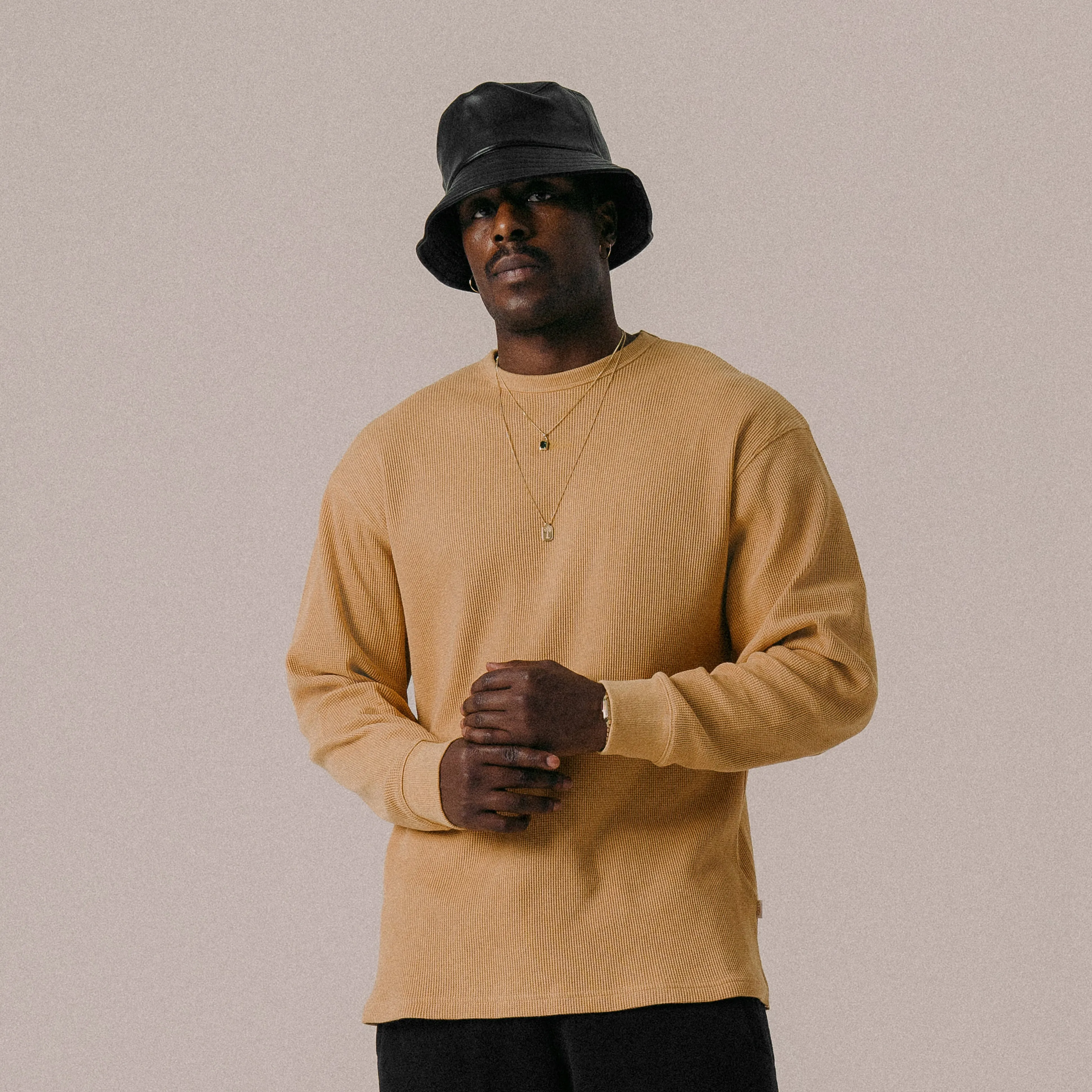 BLKVIS SCRIPT WAFFLE LONGSLEEVE - TAFFY sold by BLKVIS product image thumbnail 2
