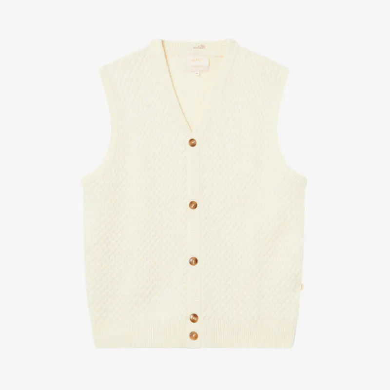 BLKVIS SCRIPT CABLE KNIT VEST - ANTIQUE WHITE made by BLKVIS