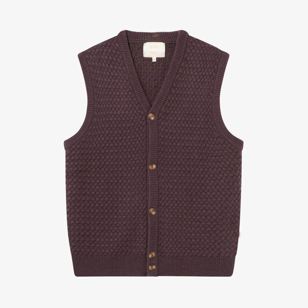 BLKVIS SCRIPT CABLE KNIT VEST - RAISIN sold by BLKVIS