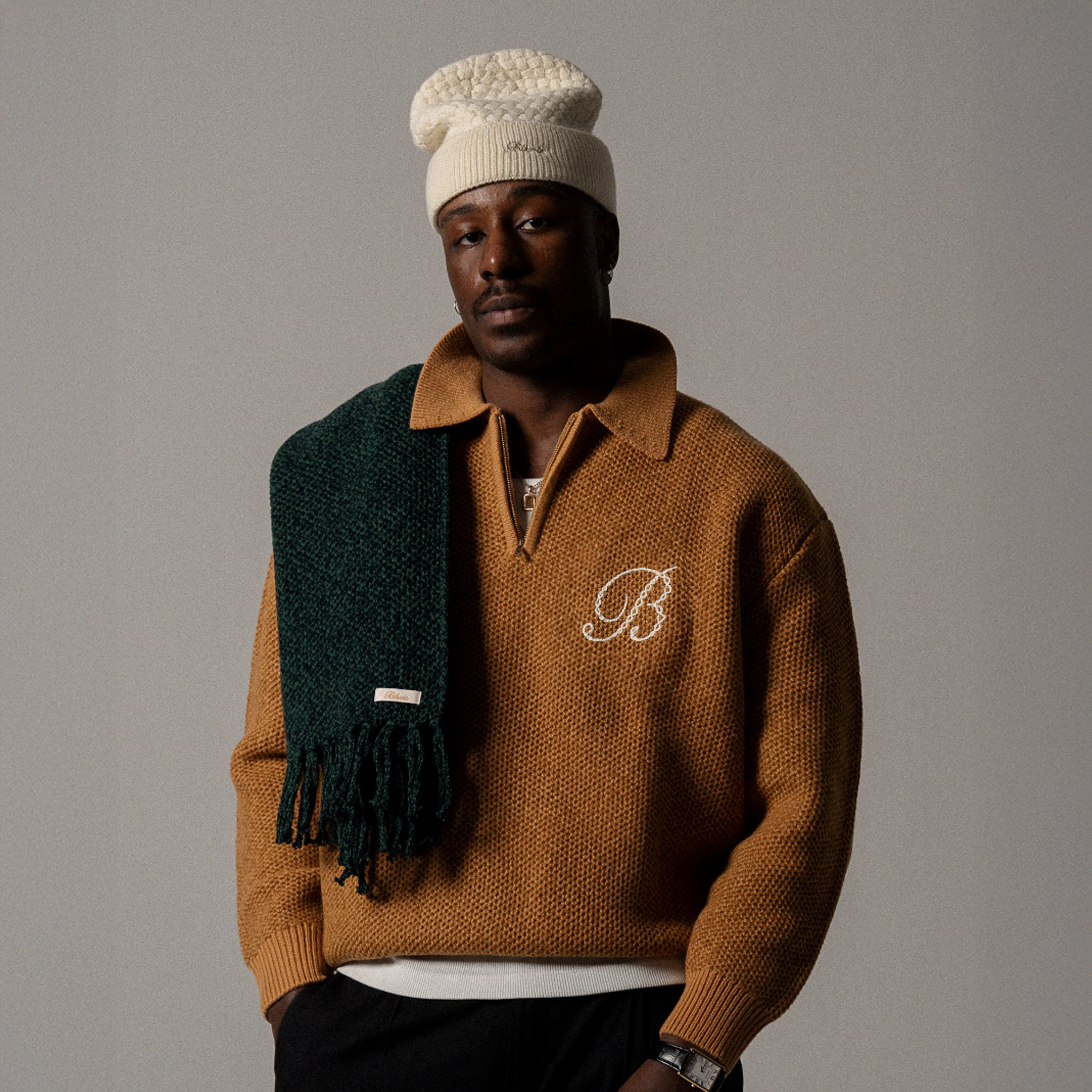 BLKVIS 2TONE STRUCTURE POLO KNIT SWEATER - TAFFY sold by BLKVIS product image thumbnail 2