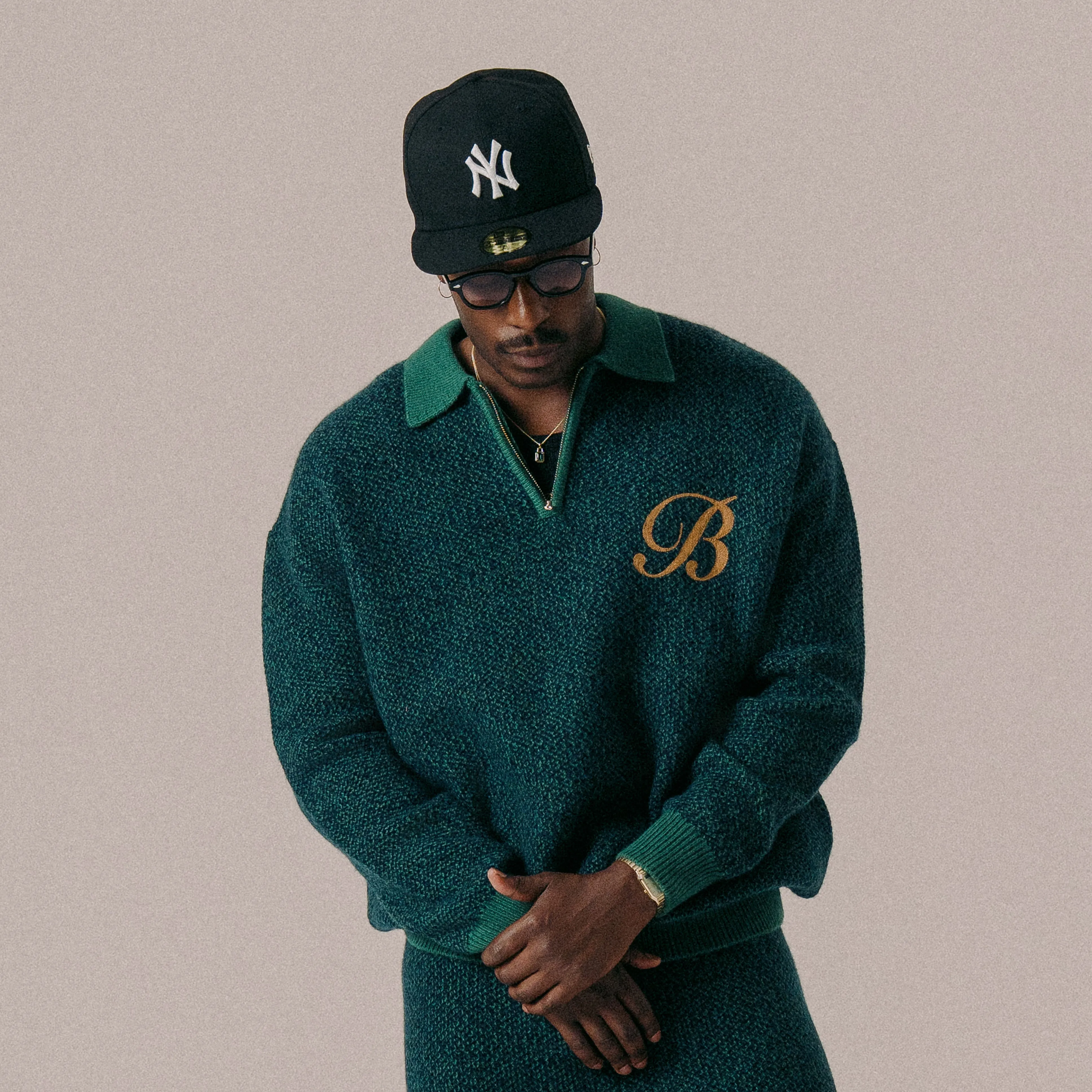 BLKVIS 2TONE STRUCTURE POLO KNIT SWEATER - HUNTER GREEN sold by BLKVIS product image thumbnail 2