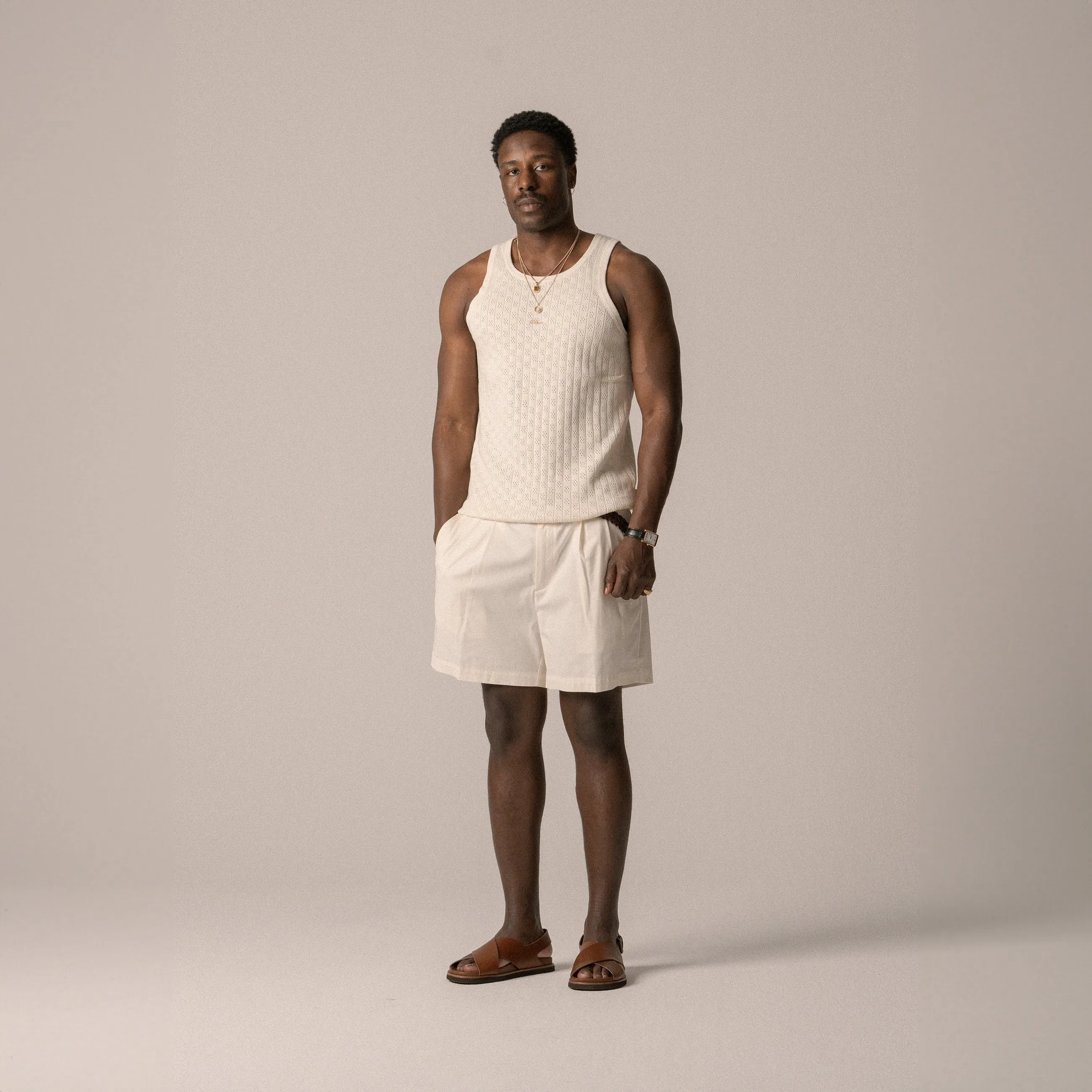 BLKVIS DOUBLE PLEATED SHORTS - ANTIQUE WHITE sold by BLKVIS product image thumbnail 3