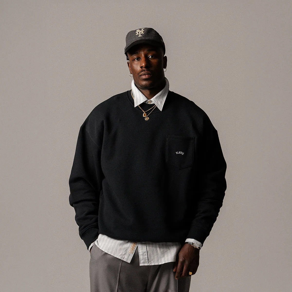 BLKVIS LOGO POCKET CREWNECK - BLACK sold by BLKVIS product image thumbnail 2