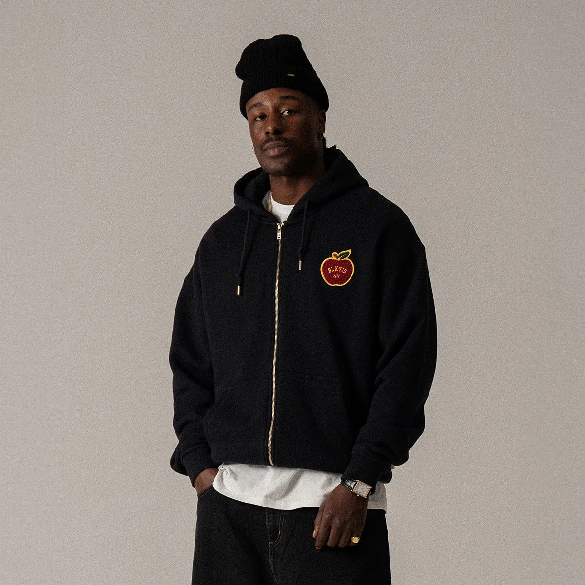 BLKVIS APPLE ZIP HOODY - BLACK sold by BLKVIS product image thumbnail 2