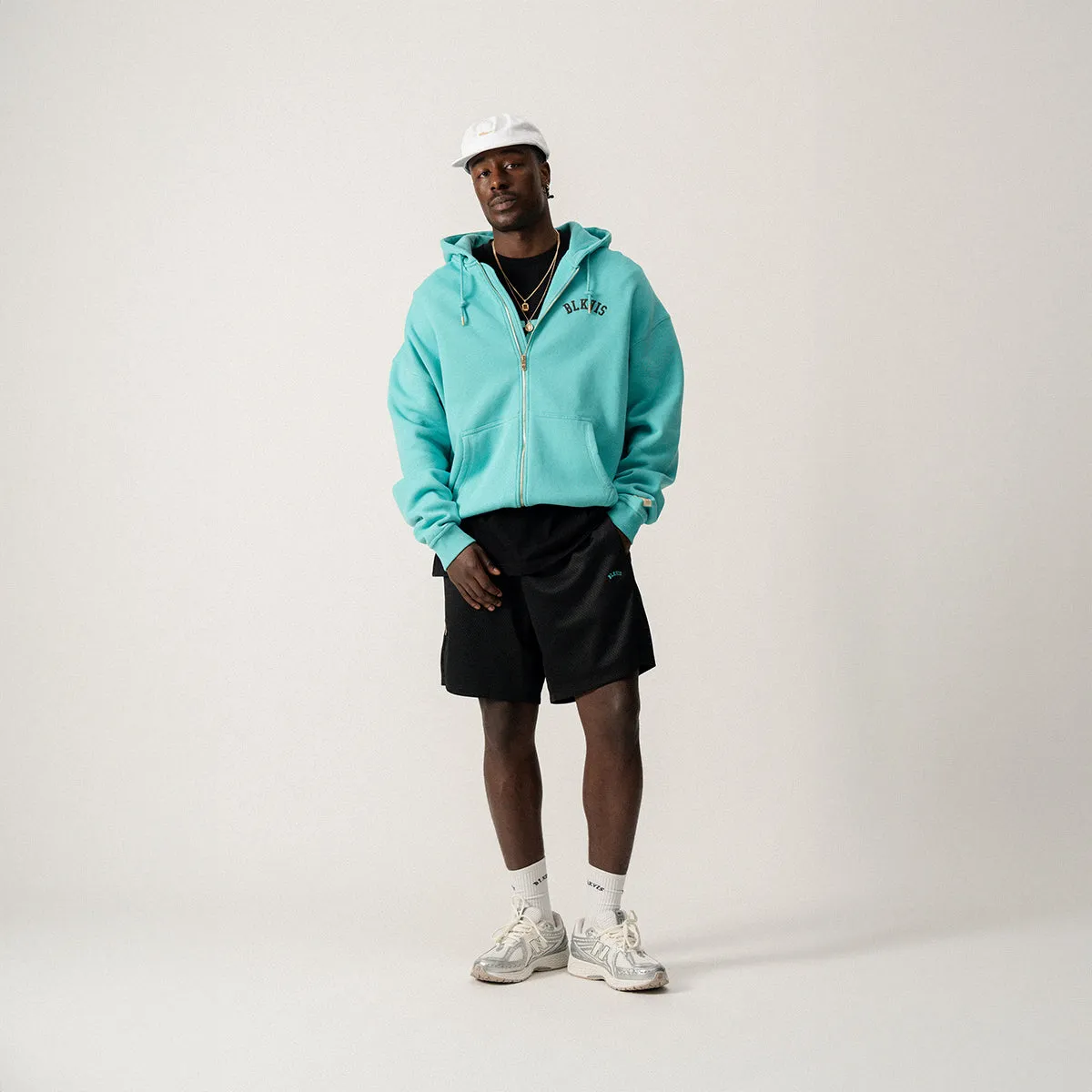 LOGO ZIP HOODY - BLUE TURQUOISE sold by BLKVIS product image thumbnail 2