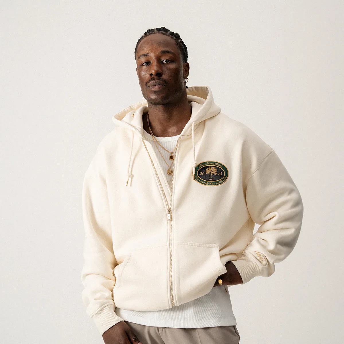 B.O.C. ZIP HOODY - ANTIQUE WHITE sold by BLKVIS product image thumbnail 3