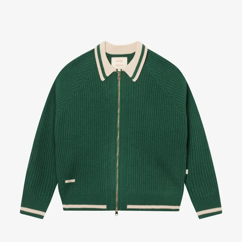 FULL ZIP CARDIGAN - HUNTER GREEN sold by BLKVIS