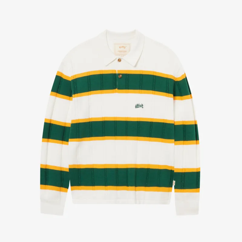 CABLE KNIT LONGSLEEVE POLO - WHITE made by BLKVIS