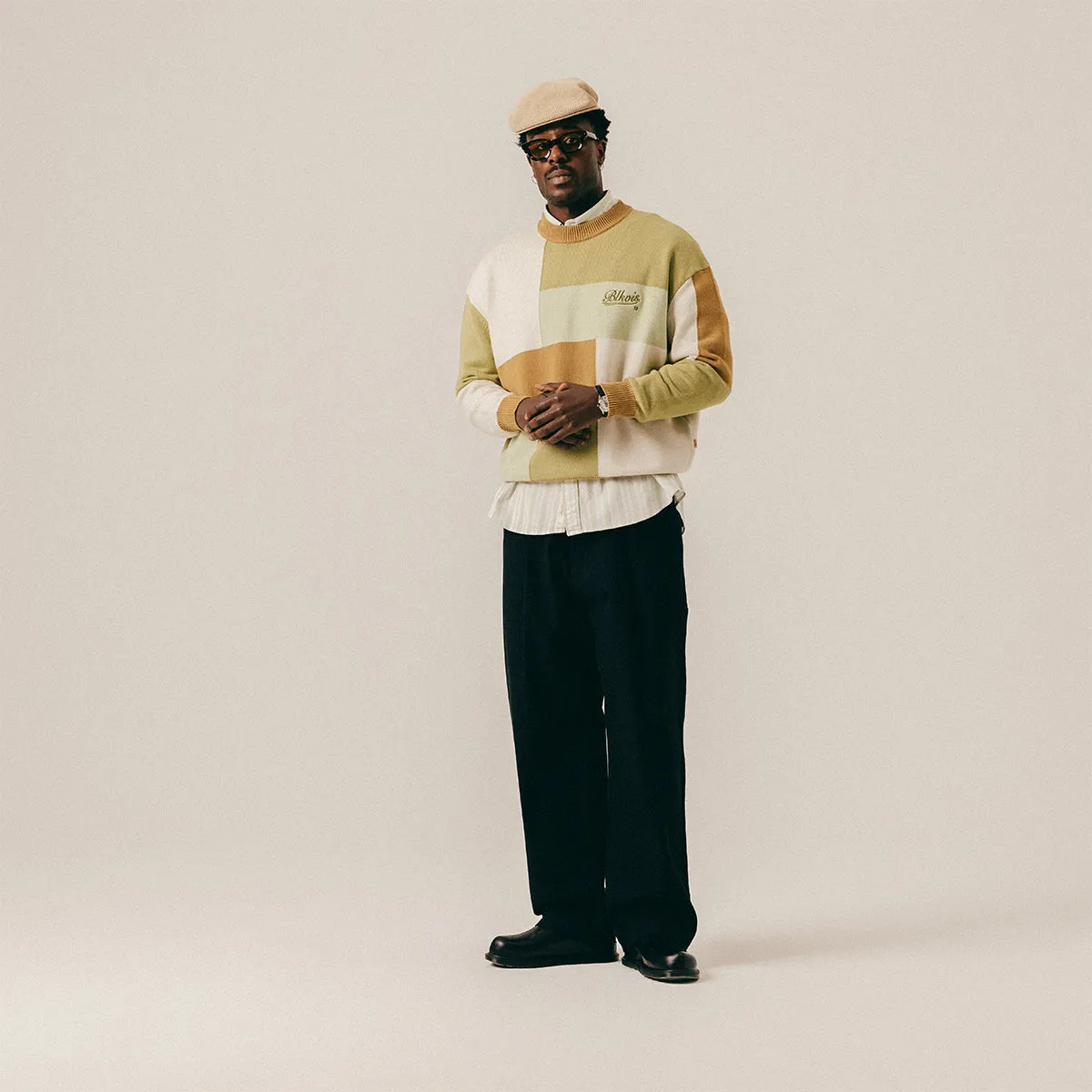 PATCHWORK KNITTED CREWNECK - LAUREL GREEN sold by BLKVIS product image thumbnail 3