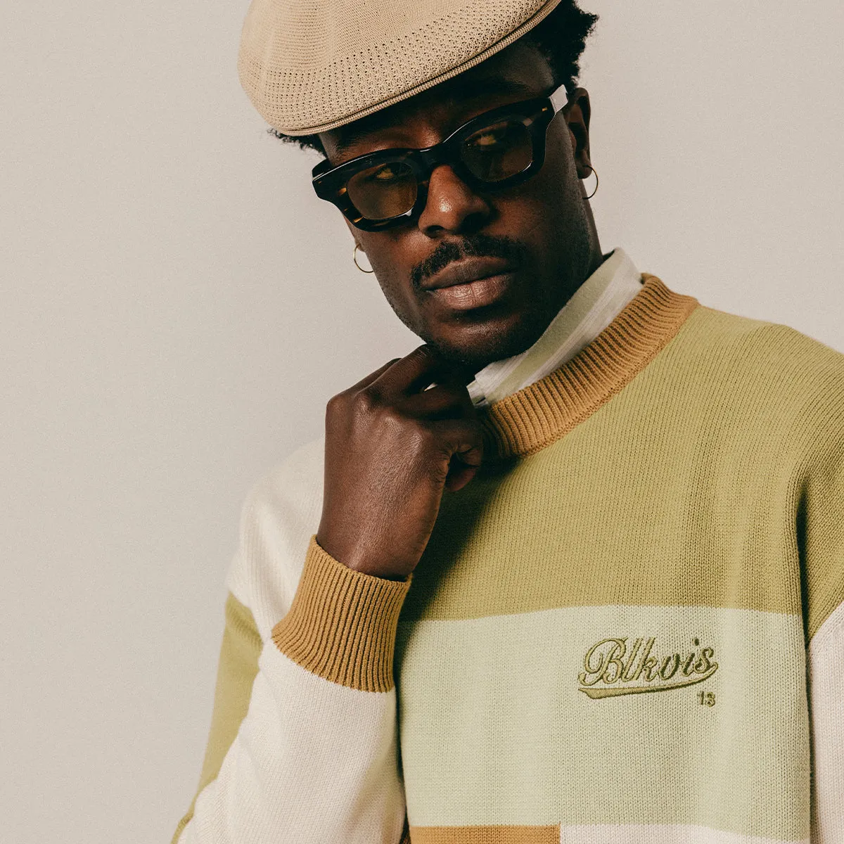 PATCHWORK KNITTED CREWNECK - LAUREL GREEN sold by BLKVIS product image thumbnail 2