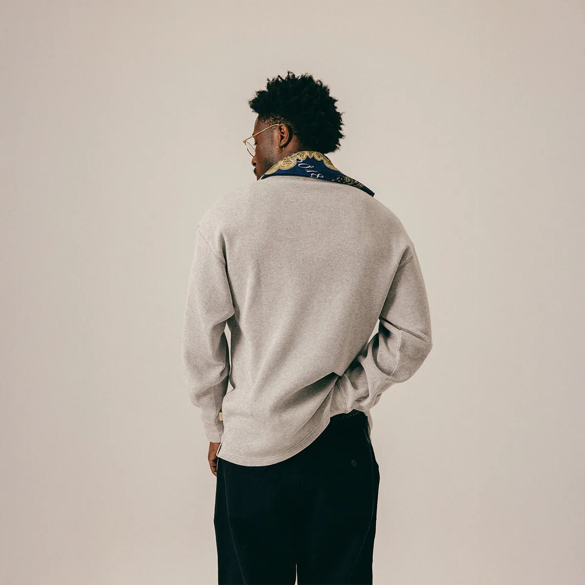 SCRIPT WAFFLE LONGSLEEVE - LIGHT GREY HEATHER sold by BLKVIS product image thumbnail 3