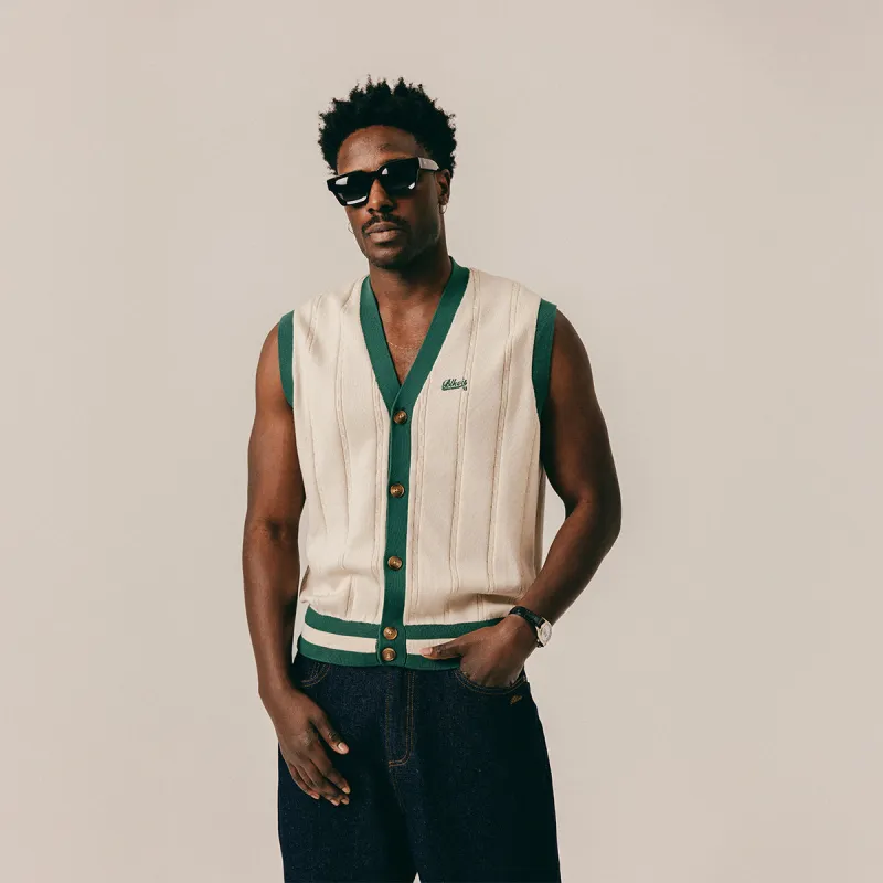 2TONE CABLE KNIT VEST - WHITECAP GRAY made by BLKVIS