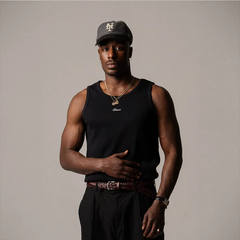 SCRIPT TANK TOP - BLACK made by BLKVIS