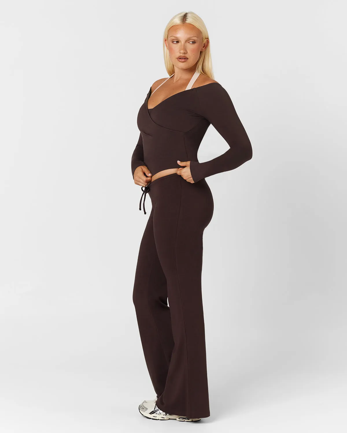 Drawstring Flare Pants | Espresso sold by CSB product image thumbnail 4