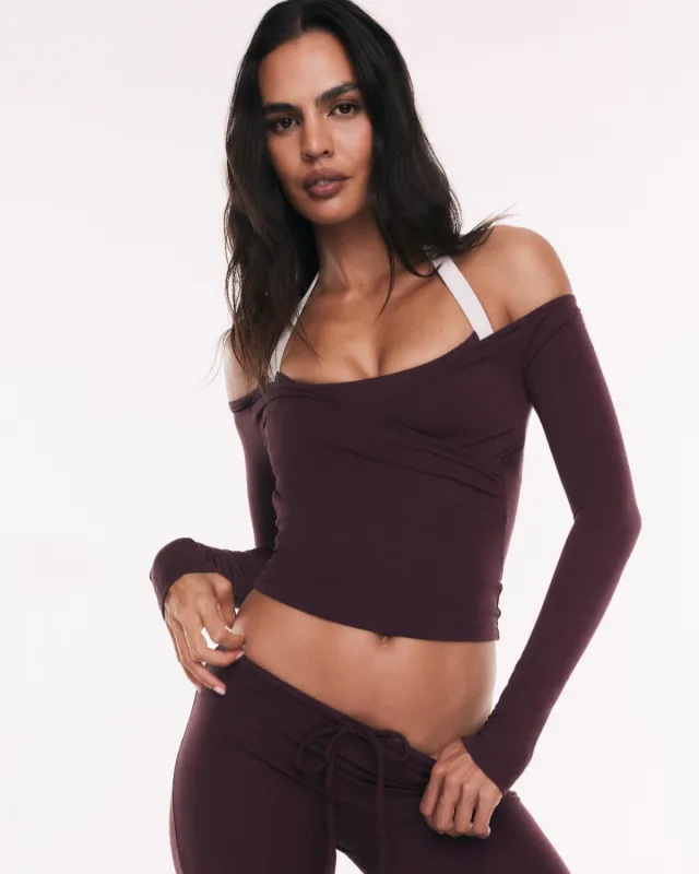 Off Shoulder Wrap Top | Espresso made by Crop Shop Boutique