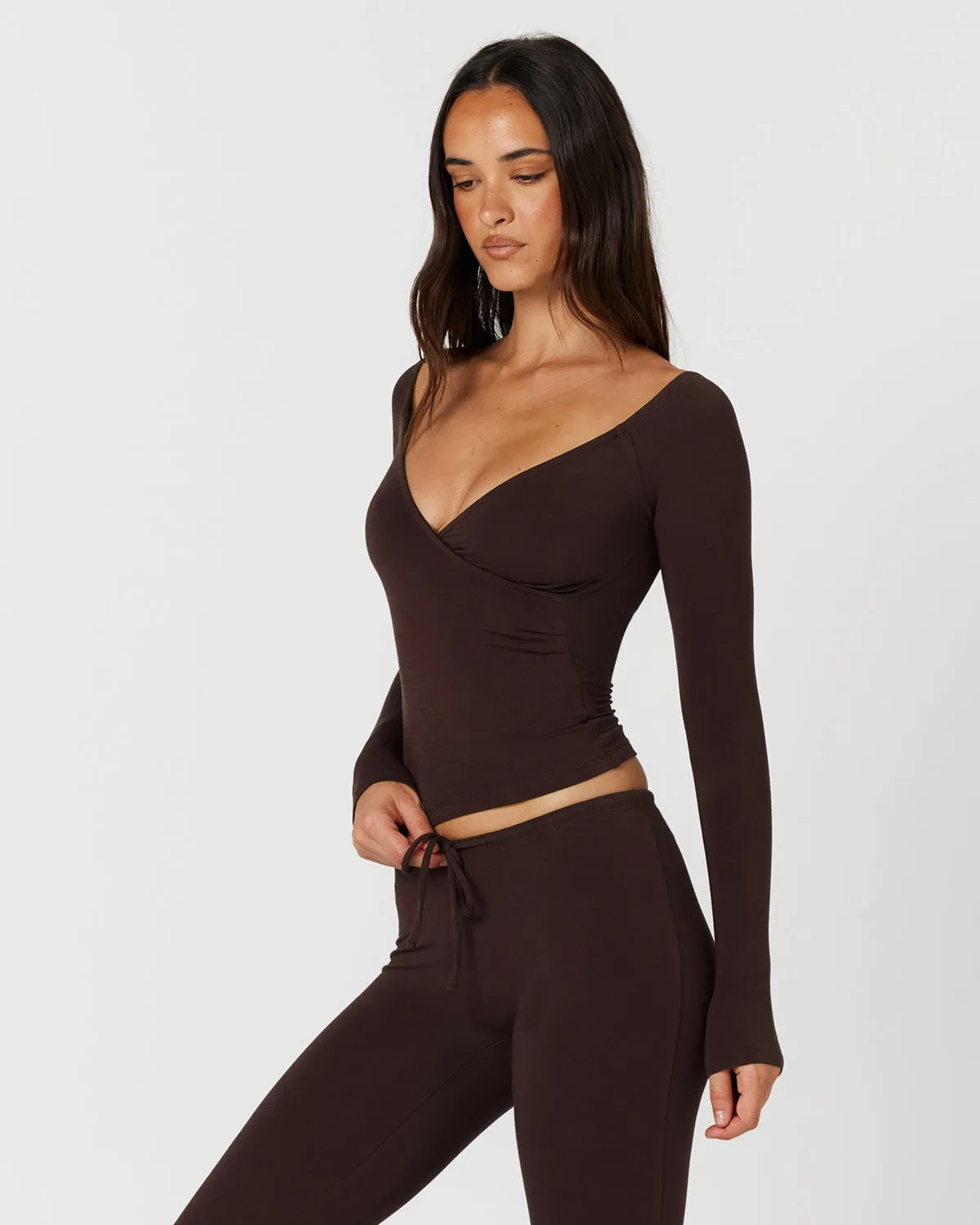 Off Shoulder Wrap Top | Espresso sold by CSB product image thumbnail 4