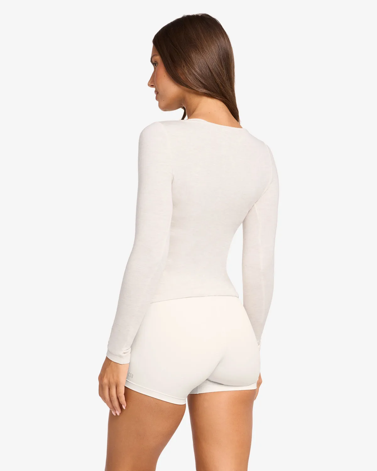 V Neck Long Sleeve Top | Oat Marl sold by CSB product image thumbnail 4