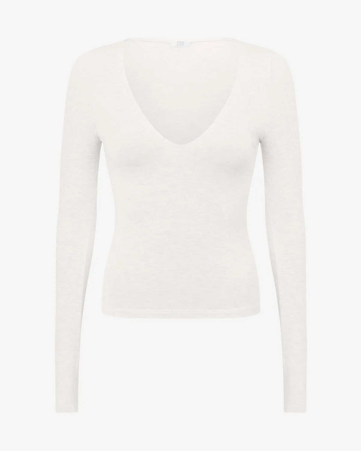 V Neck Long Sleeve Top | Oat Marl sold by CSB product image thumbnail 5