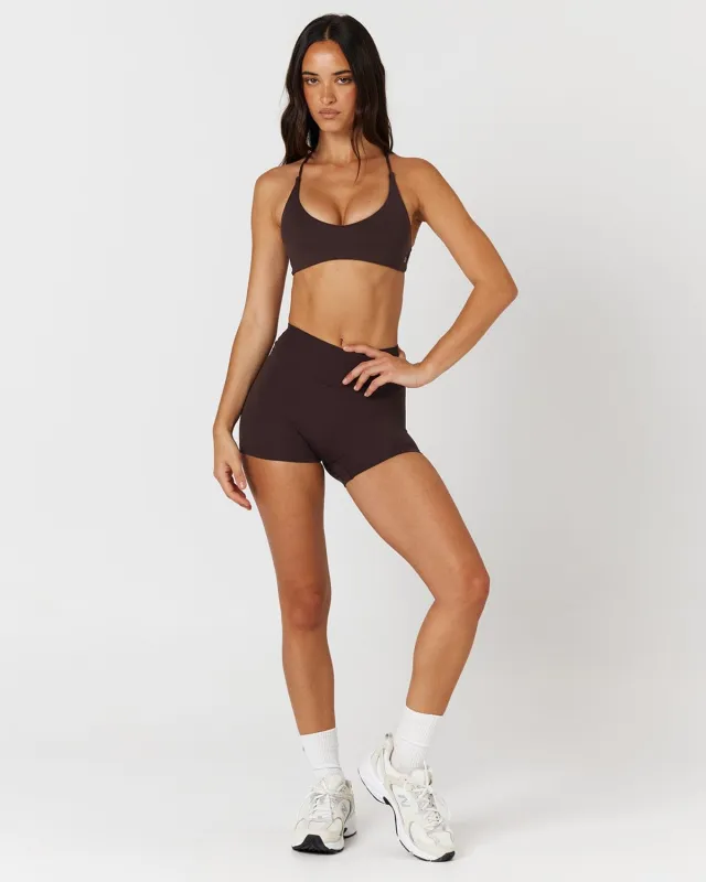 Form Invisible Scrunch Shorts 4" | Espresso sold by CSB