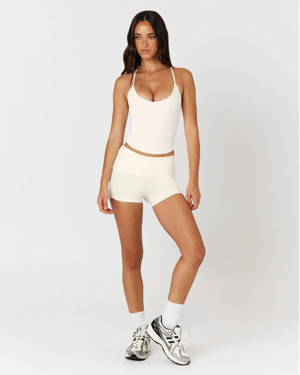 Foldover Yoga Shorts | Milk sold by CSB product image thumbnail 4