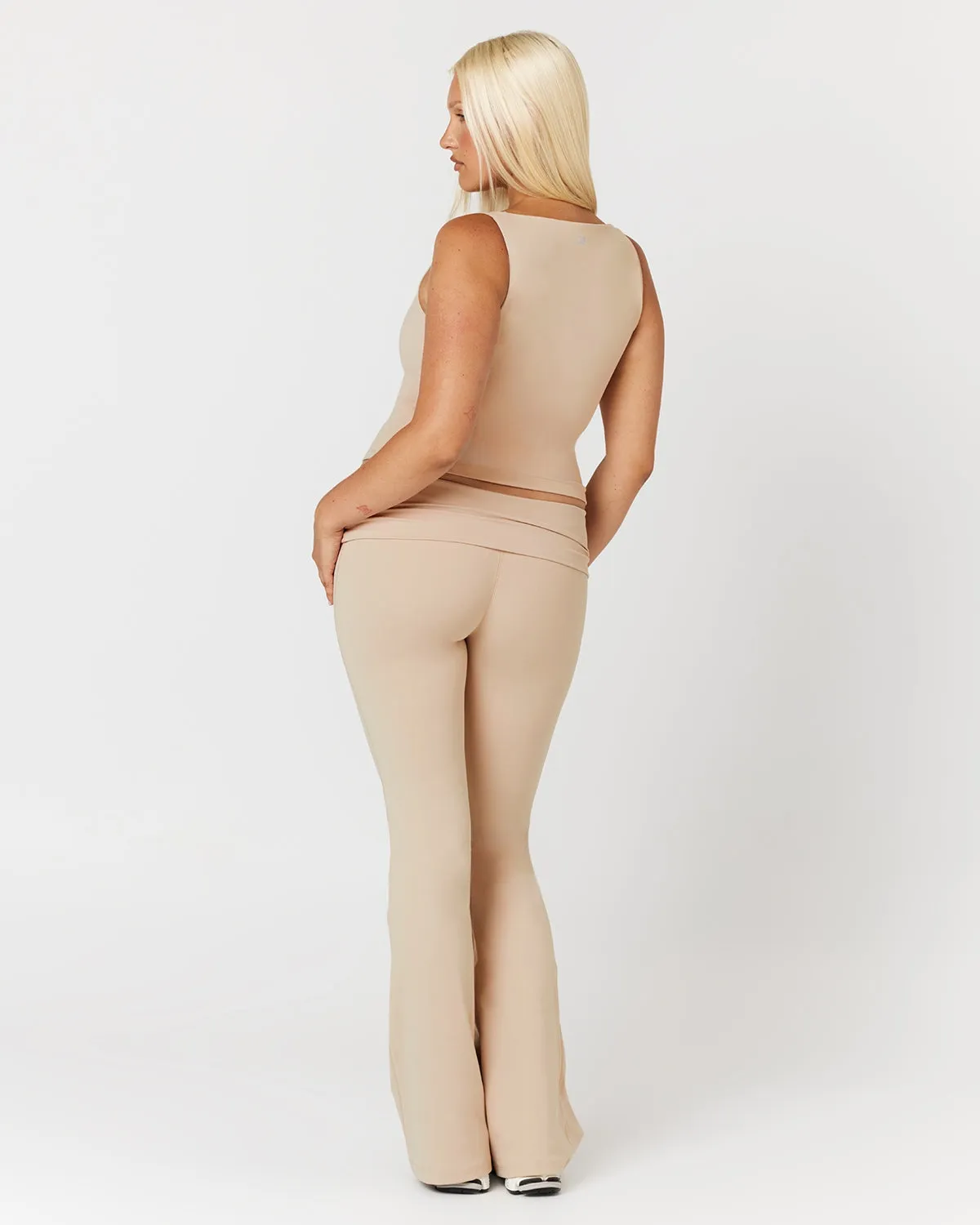 Form Invisible Scrunch Flare Fold Over Leggings | Fawn sold by CSB product image thumbnail 5