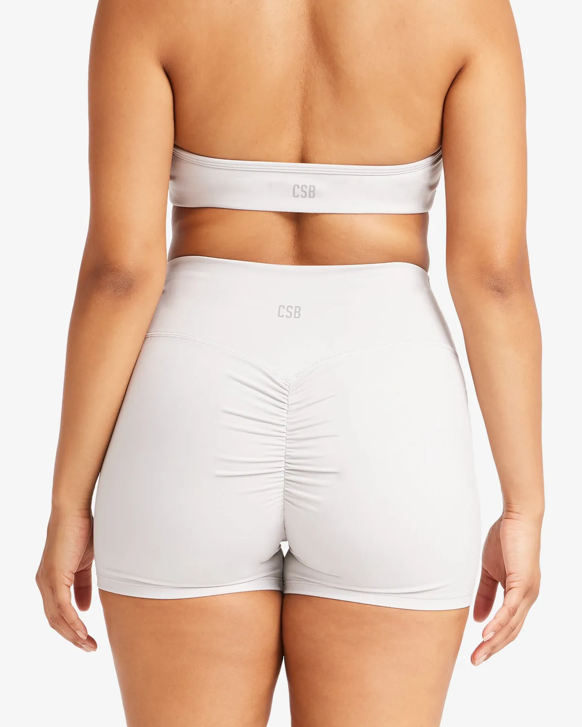 Serenity Drawstring Scrunch Shorts 4" | Light Grey sold by CSB product image thumbnail 2