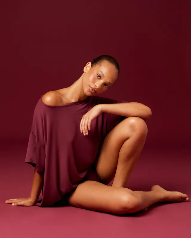 Oversized Sleep Tee | Burgundy made by Crop Shop Boutique