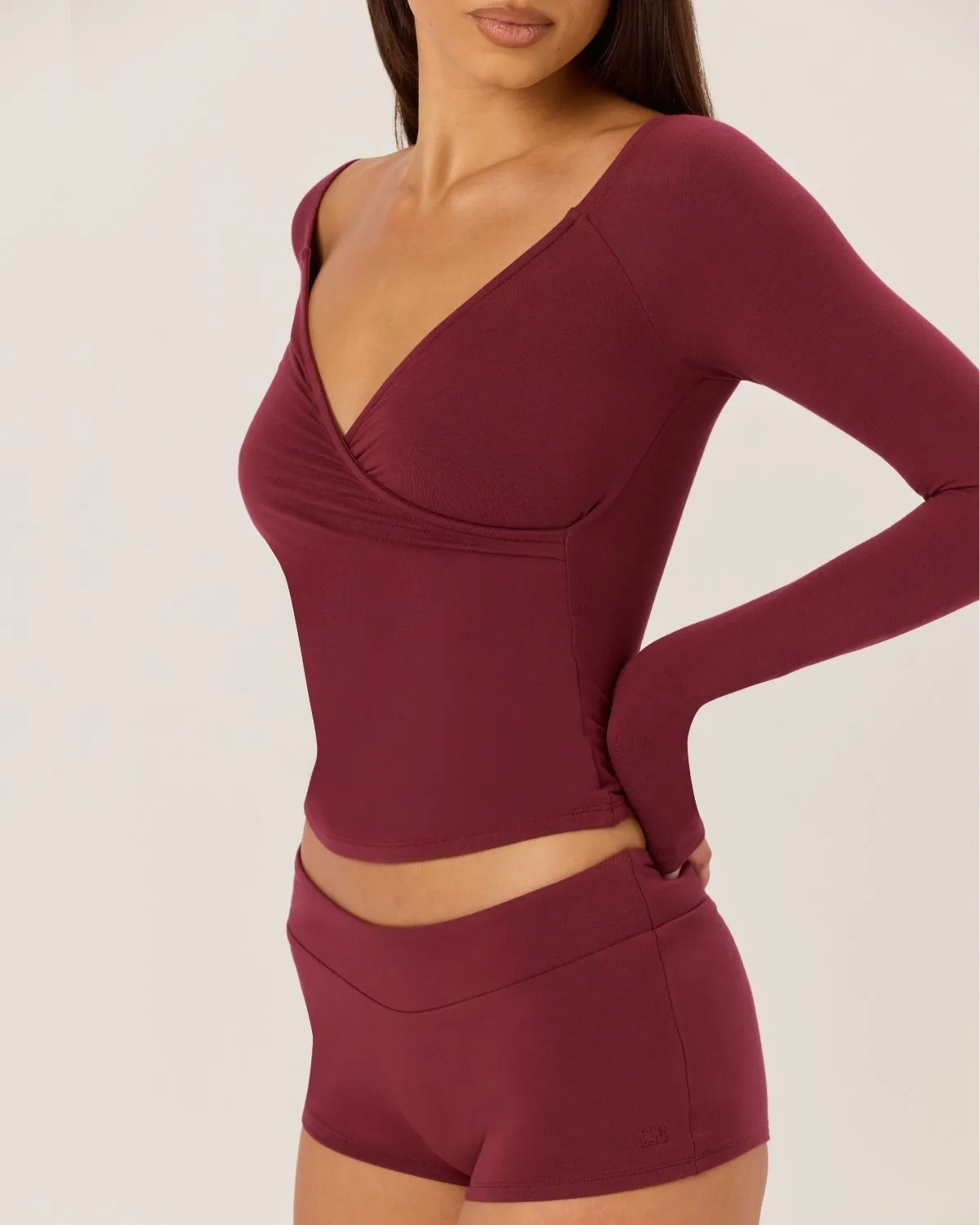 Off Shoulder Wrap Top | Burgundy sold by CSB product image thumbnail 2