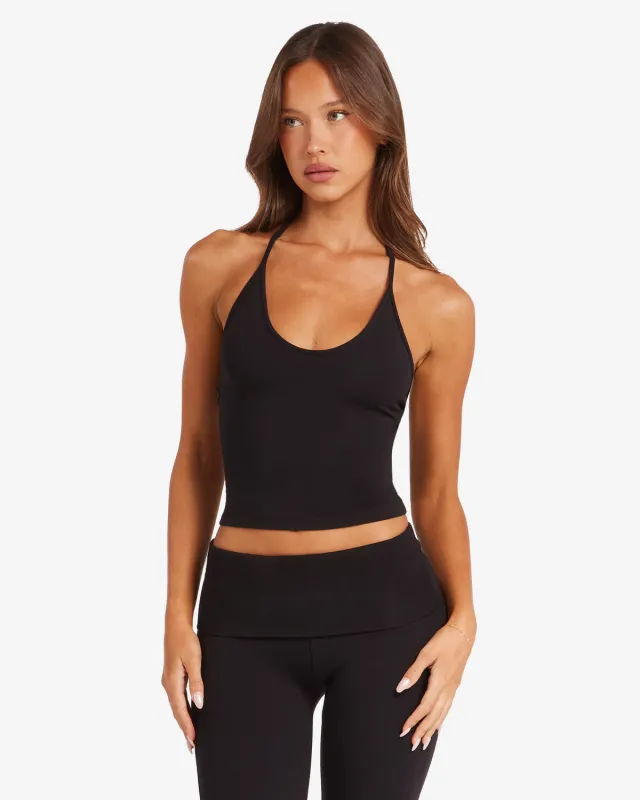 Halter Tie Tank | Black made by Crop Shop Boutique