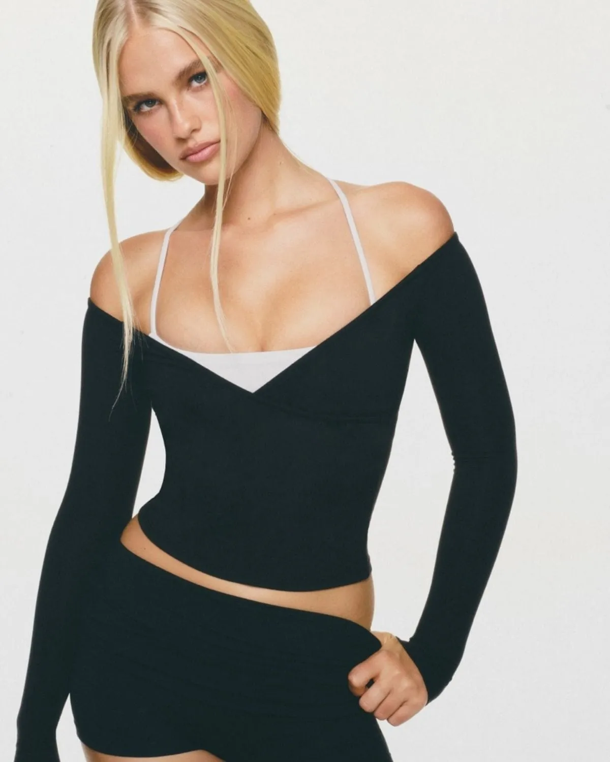 Off Shoulder Wrap Top | Black sold by CSB