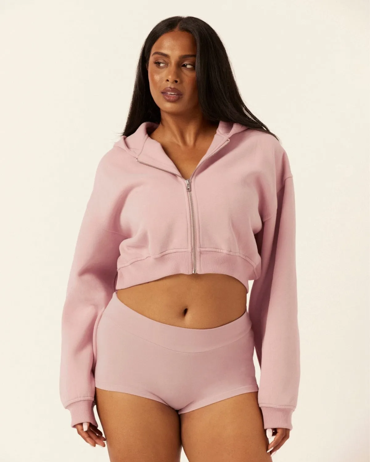 Cropped Zip Hoodie | Dusty Pink sold by CSB product image thumbnail 3